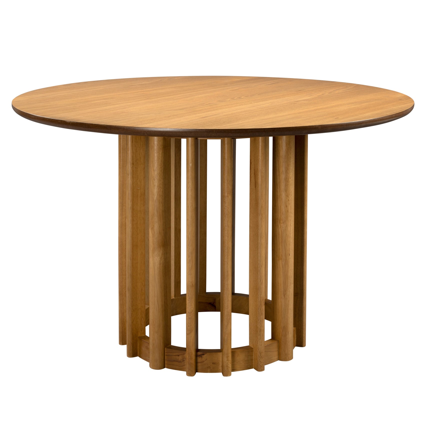 Dutchbone Barlet Natural Oak Wood Slatted Round Dining Table
