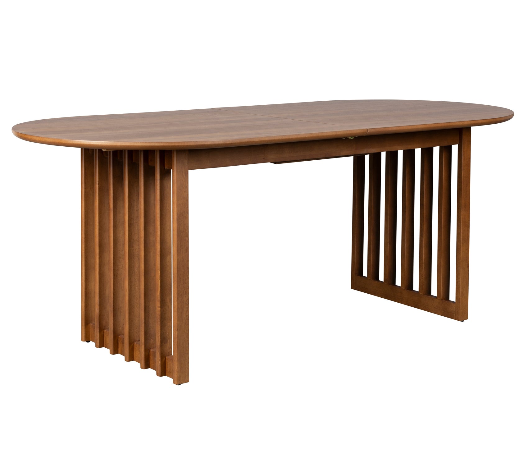 Dutchbone Barlet Walnut Brown Oak Wood Slatted Extending Dining Table