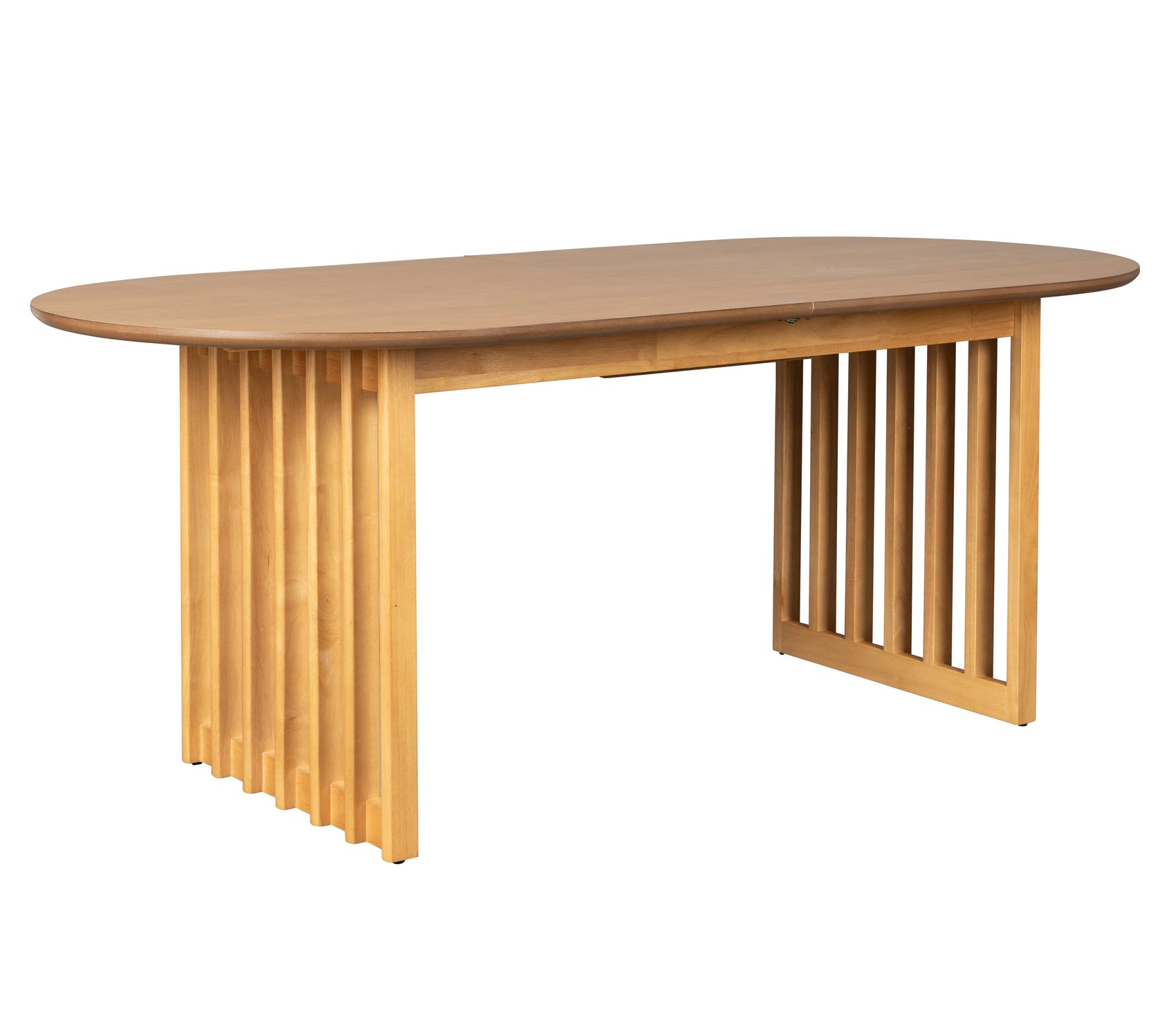 Dutchbone Barlet Natural Oak Wood Slatted Extending Dining Table