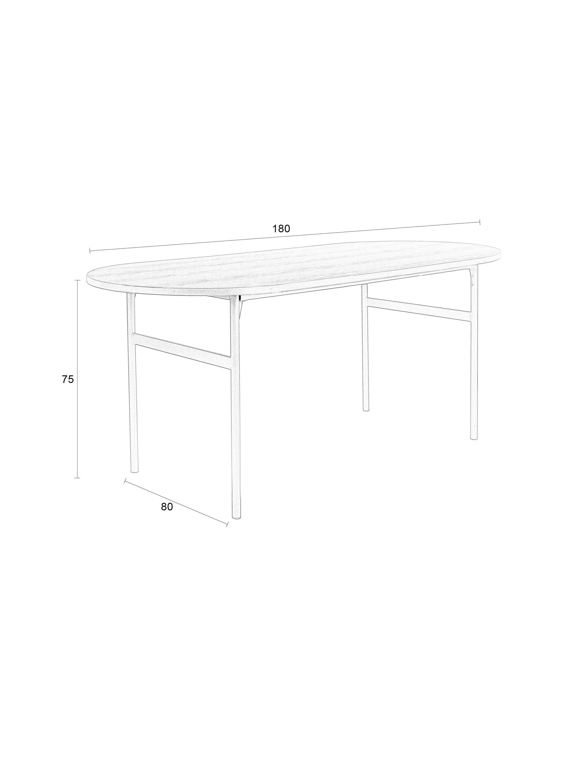 Marcio Black Wood Oval Dining Table 180cm