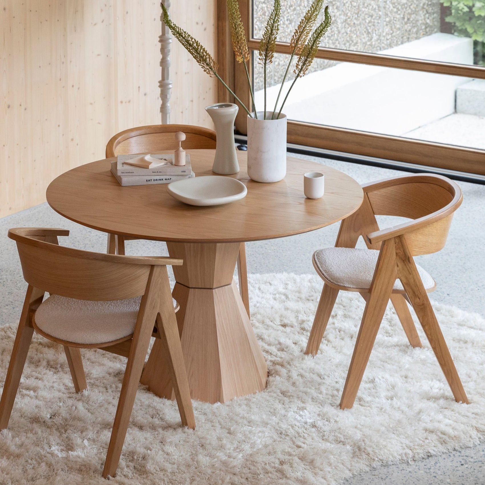 Zuiver Lotus Natural Acacia Wood Round Dining Table