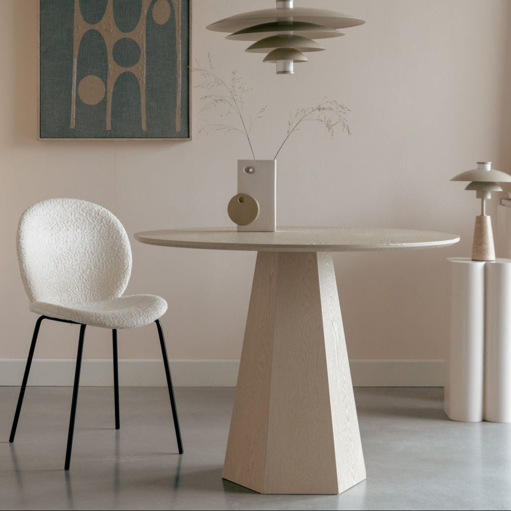 Zuiver Pilar Angled Brown Rice Ash Wood Round Dining Table