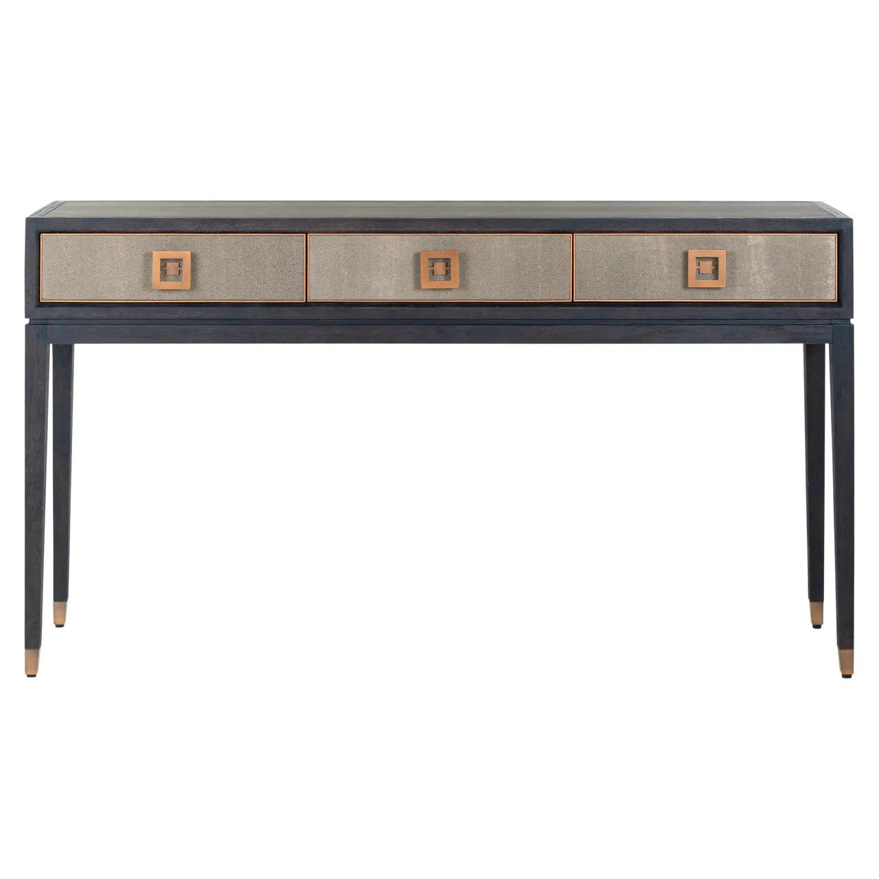 Richmond Interiors Bloomville Grey Shagreen & Black Oak Wood Console Table