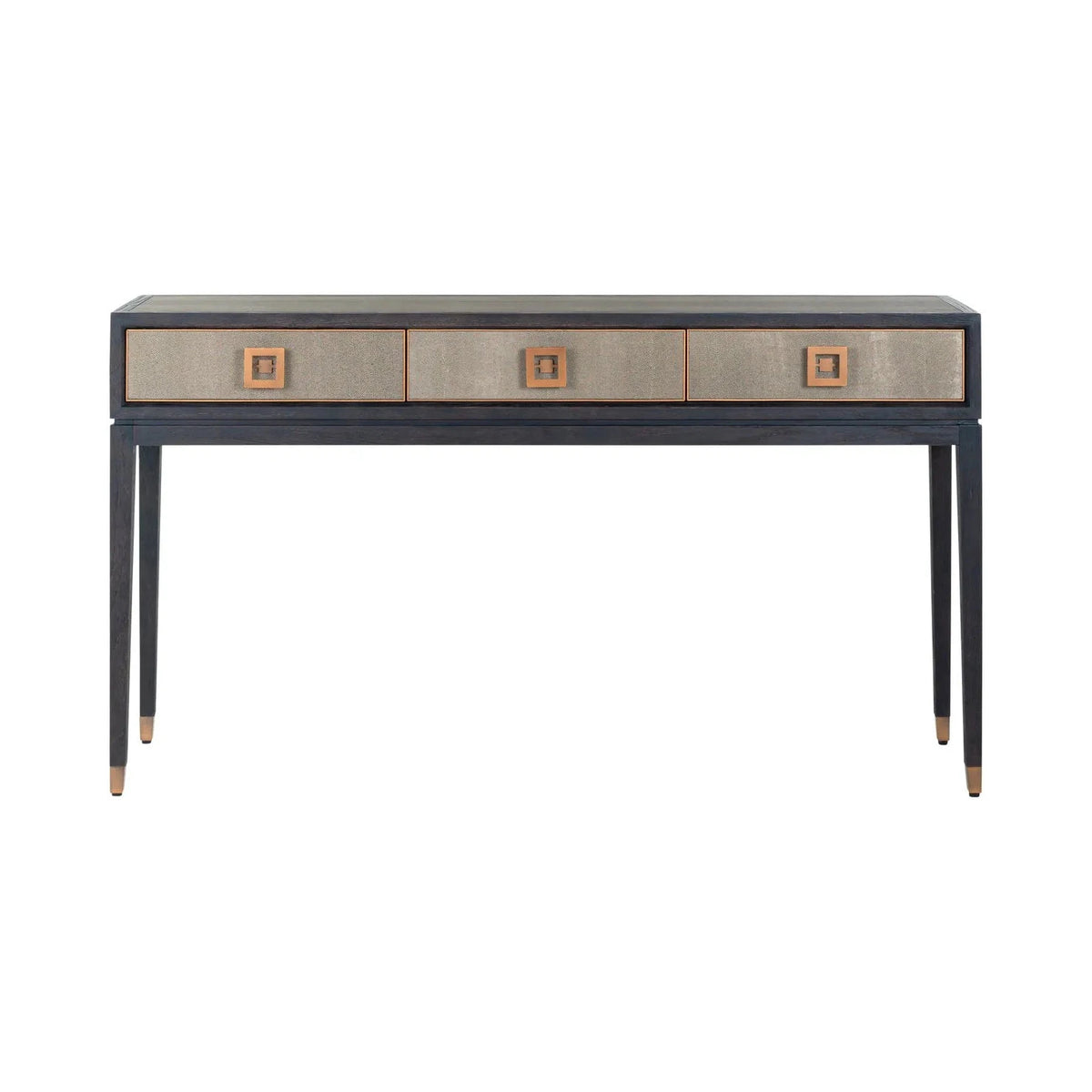 Richmond Interiors Bloomville Grey Shagreen & Black Oak Wood Console Table