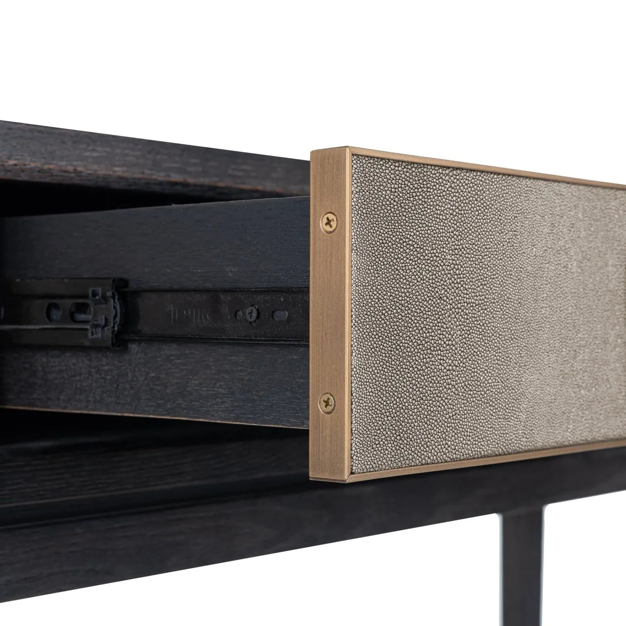 Richmond Interiors Bloomville Grey Shagreen & Black Oak Wood Console Table