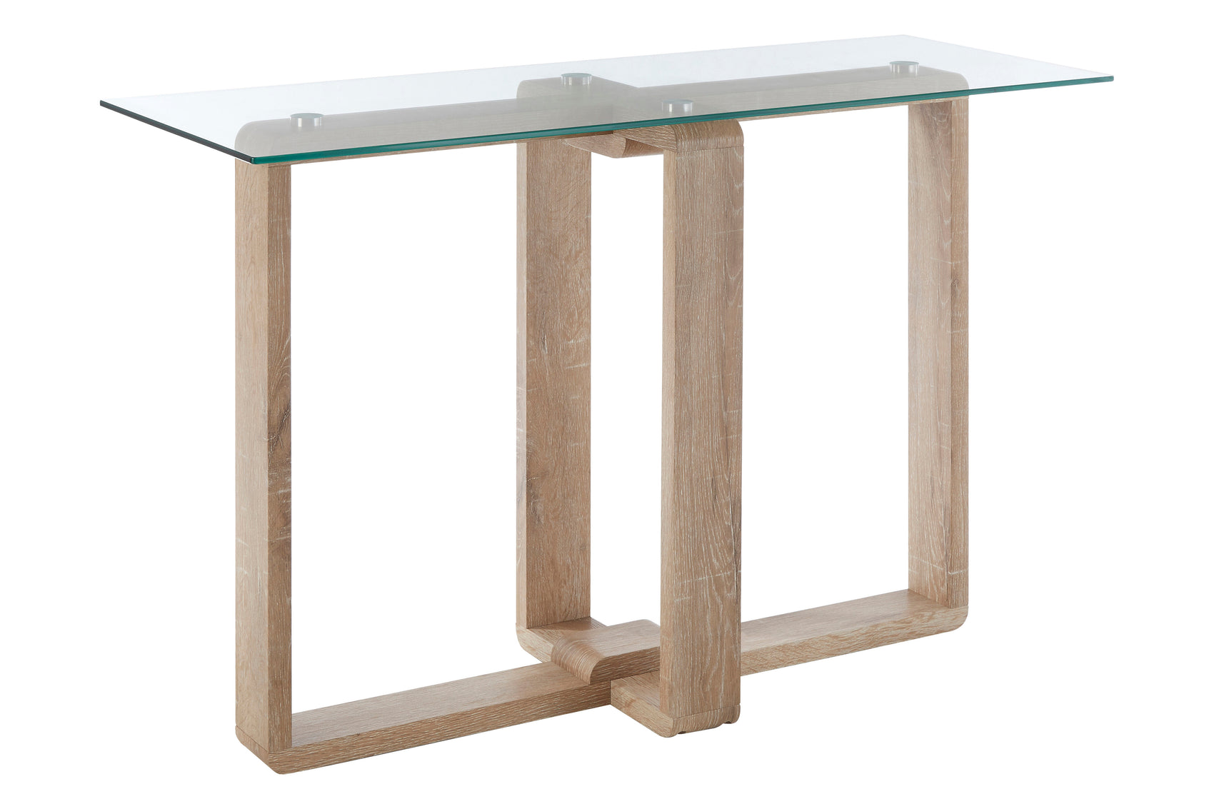 Connie Natural Wood & Clear Glass Console Table