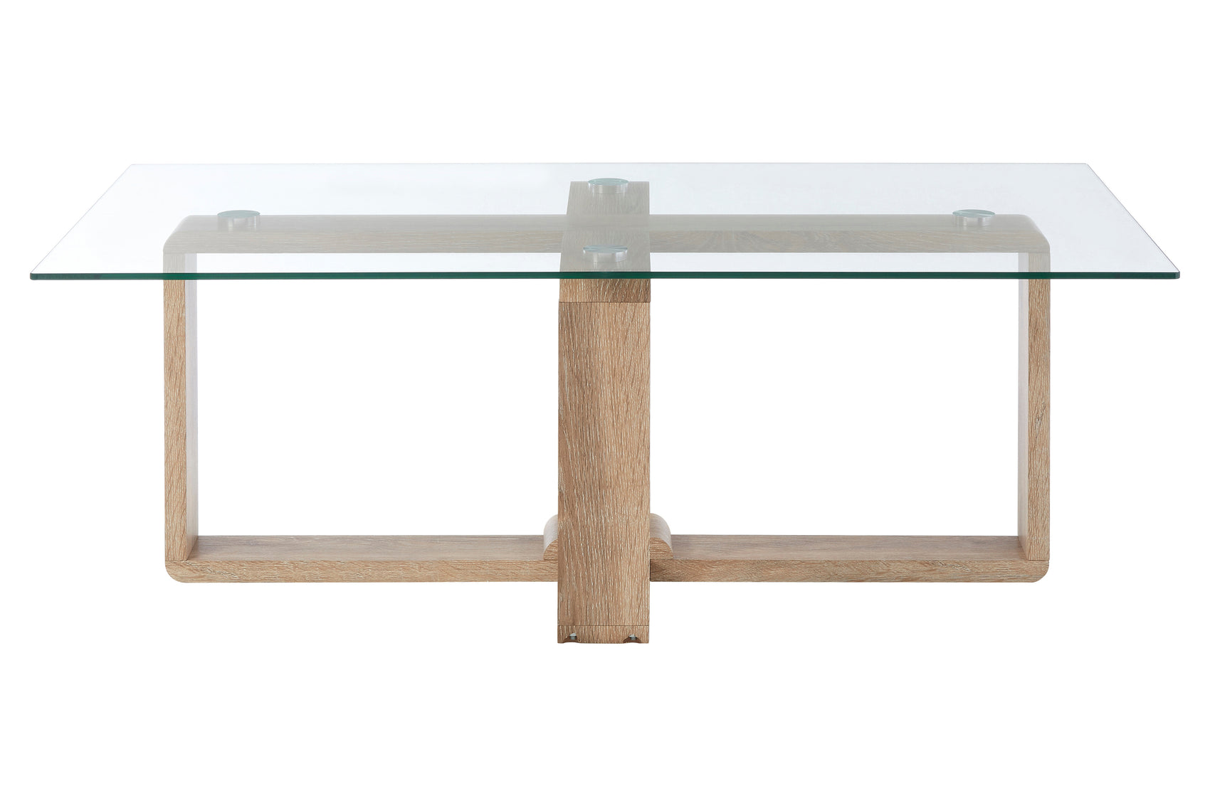 Connie Natural Wood & Clear Glass Coffee Table