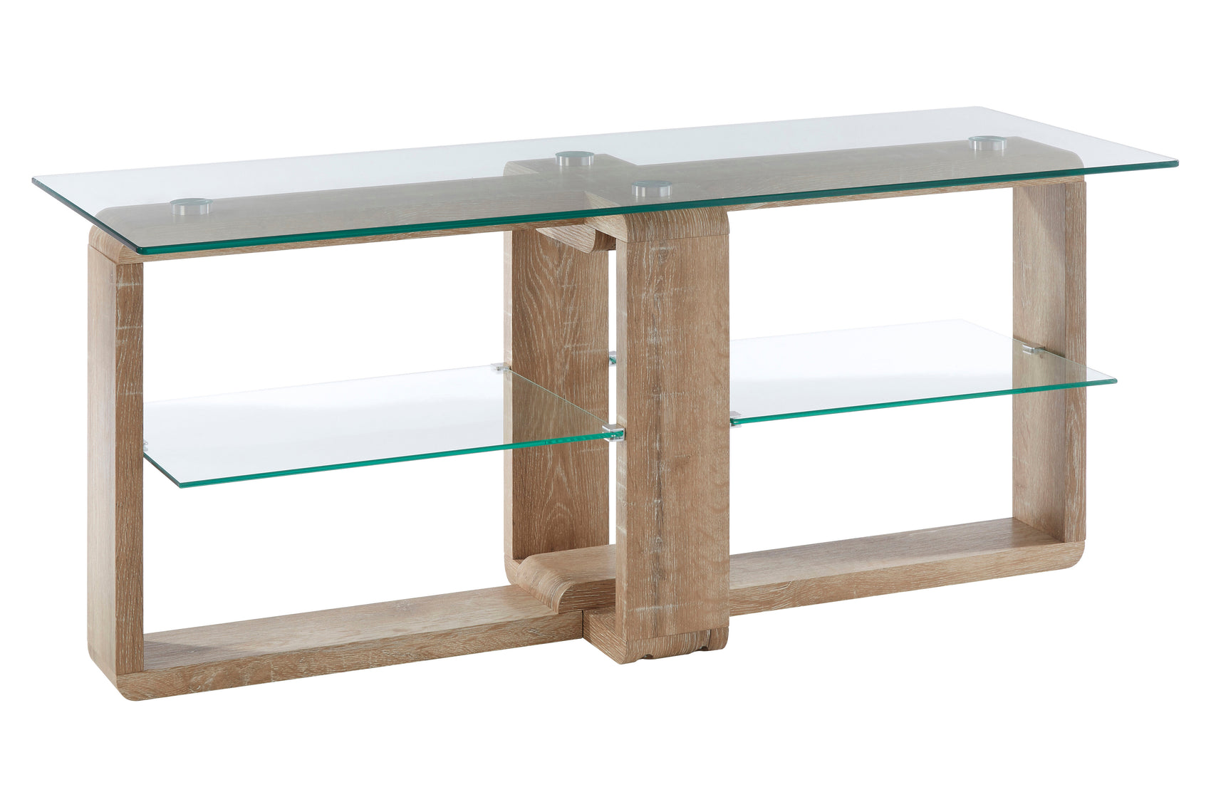 Connie Natural Wood & Clear Glass TV Unit