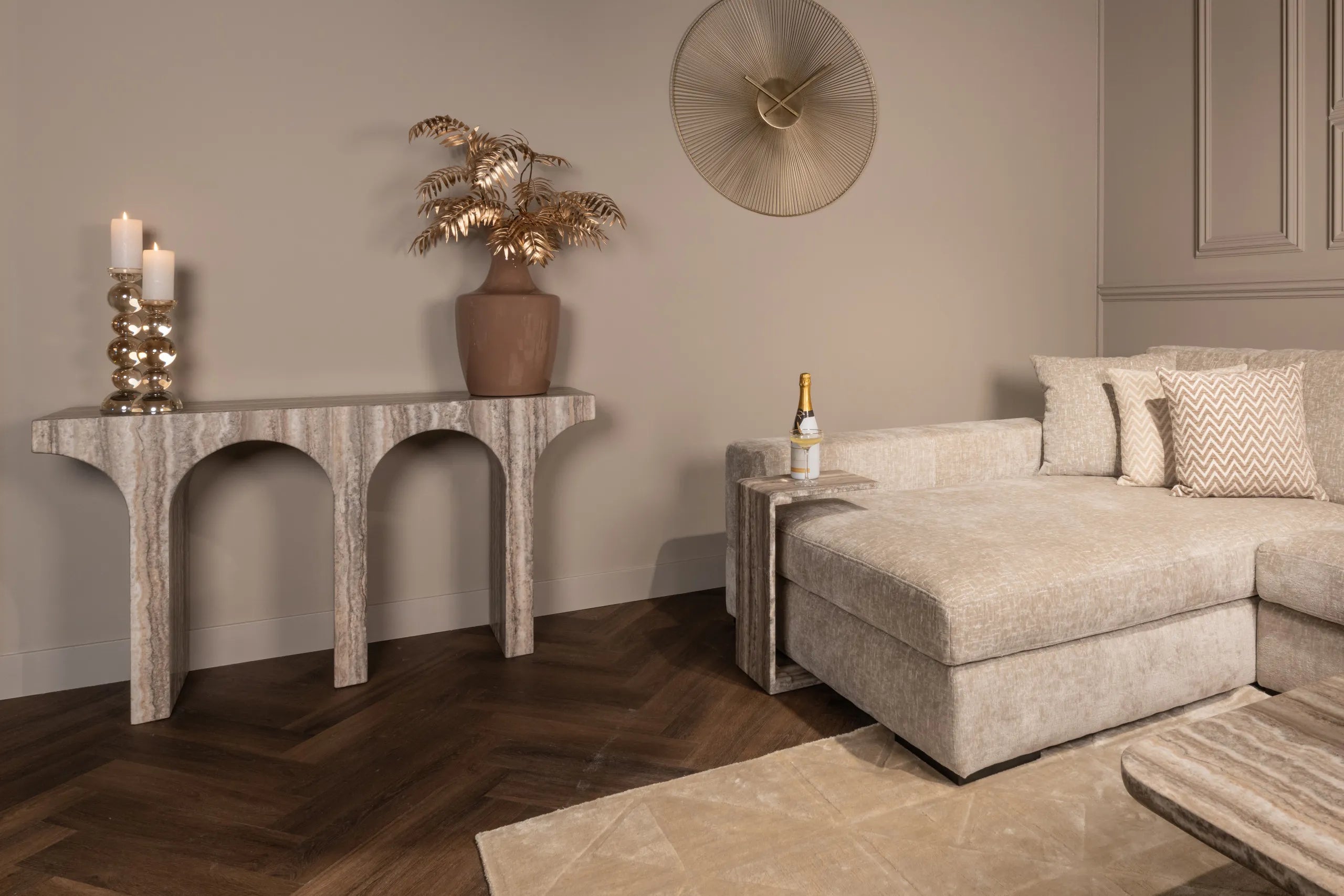Richmond Interiors Dulce Grey/White Guangxi Marble Side Table