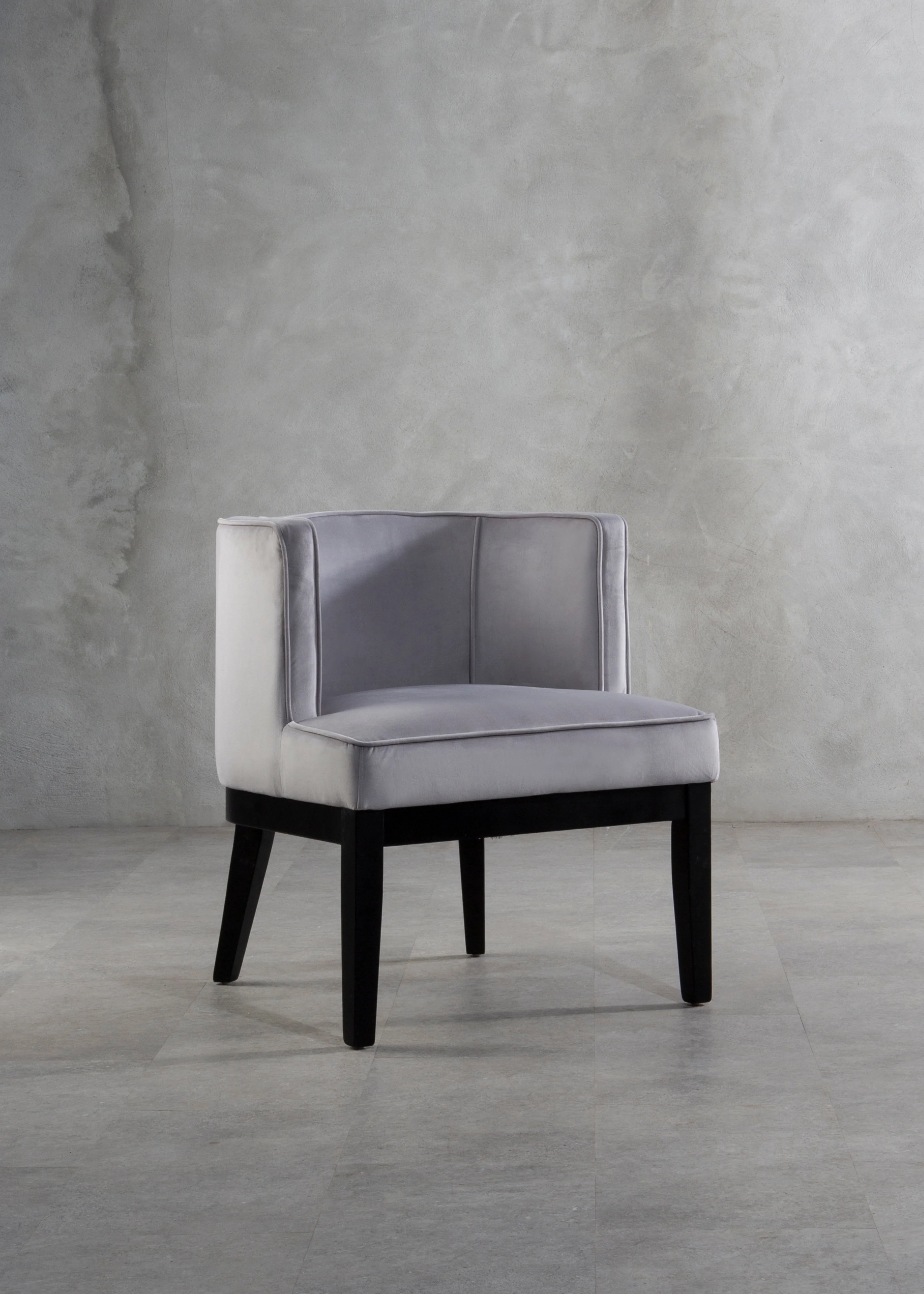Kate Light Grey Velvet Rounded Chair