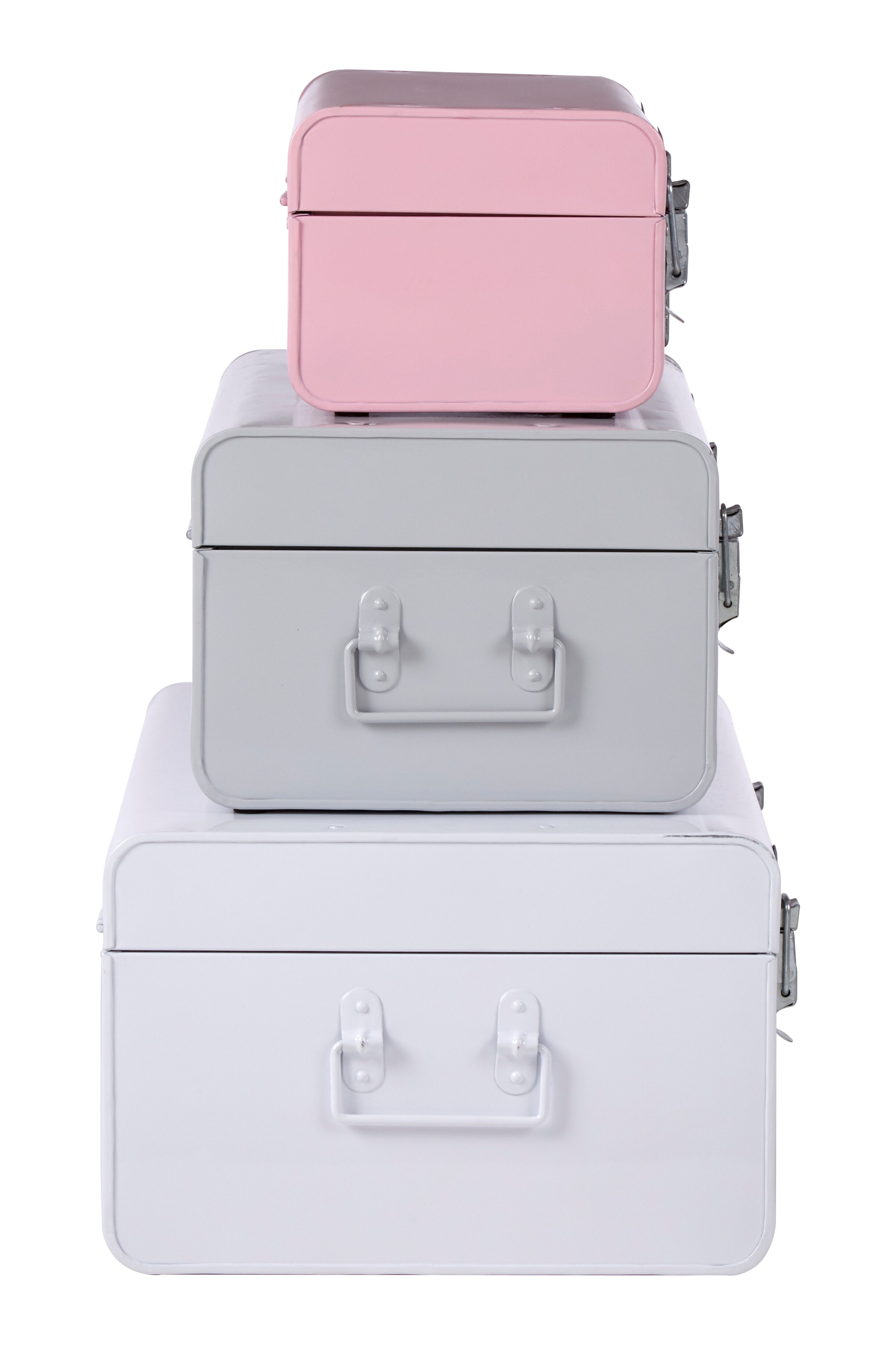 Set of 3 Kempton Assorted Pink & Grey Storage Trunks