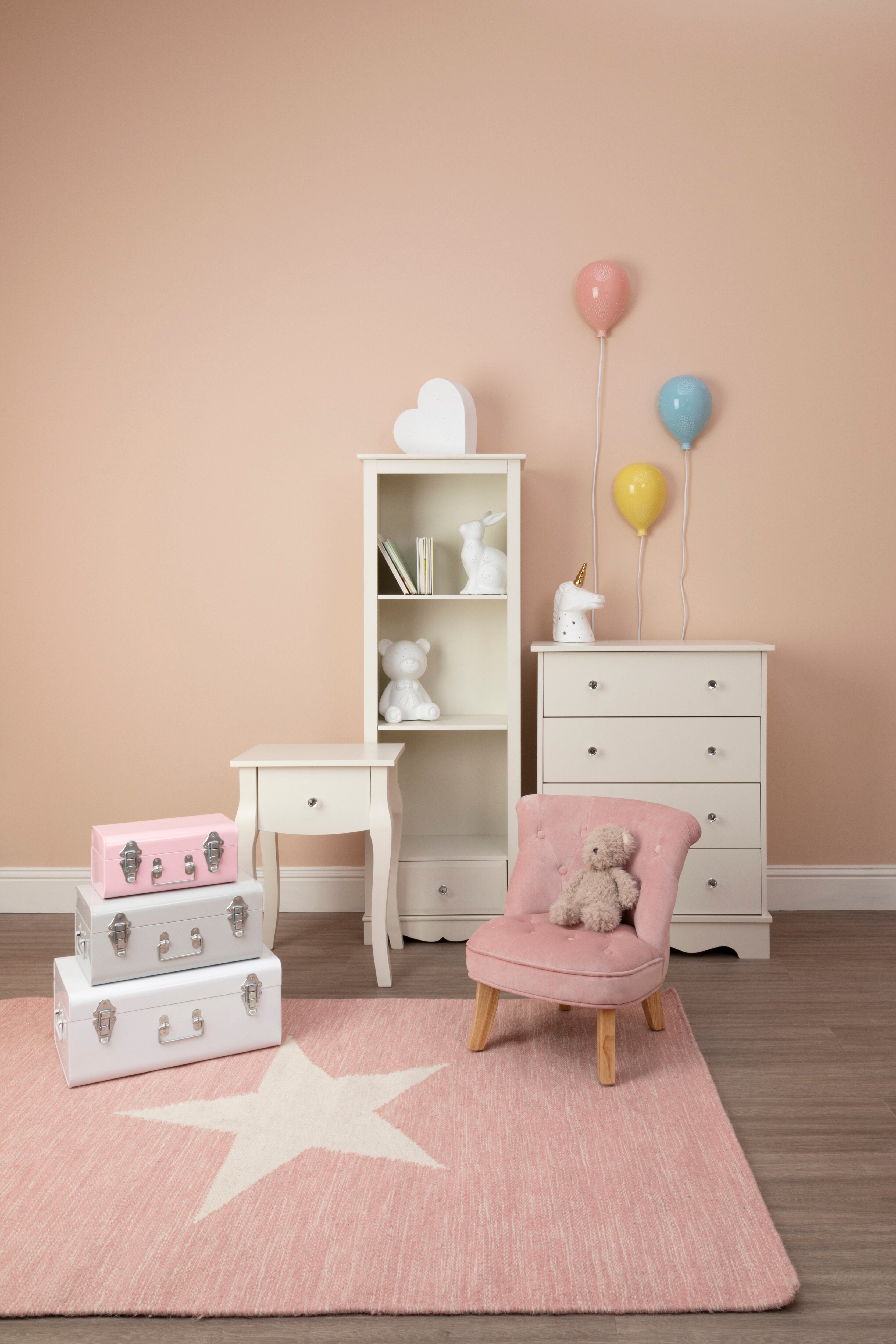 Set of 3 Kempton Assorted Pink & Grey Storage Trunks