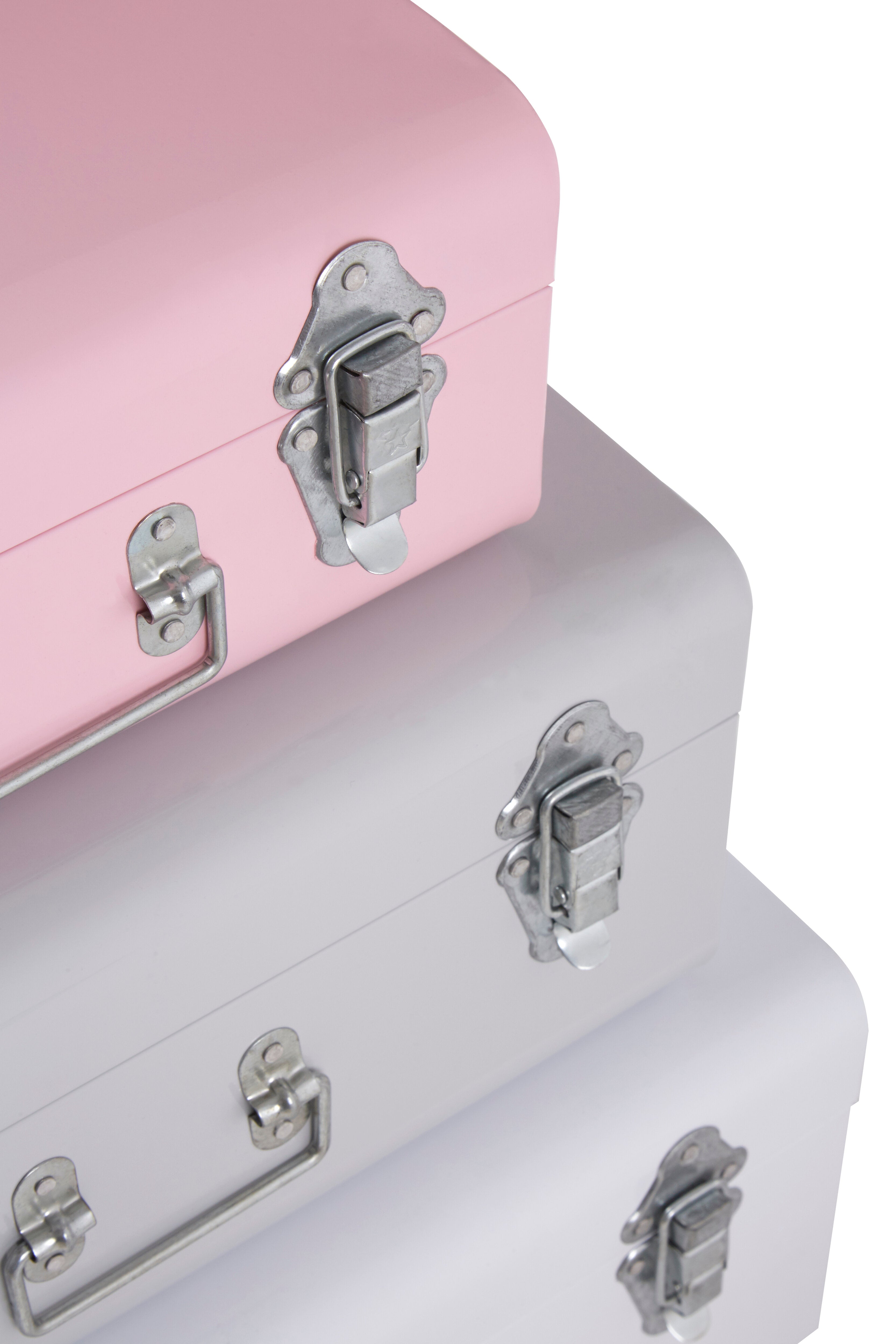 Set of 3 Kempton Assorted Pink & Grey Storage Trunks