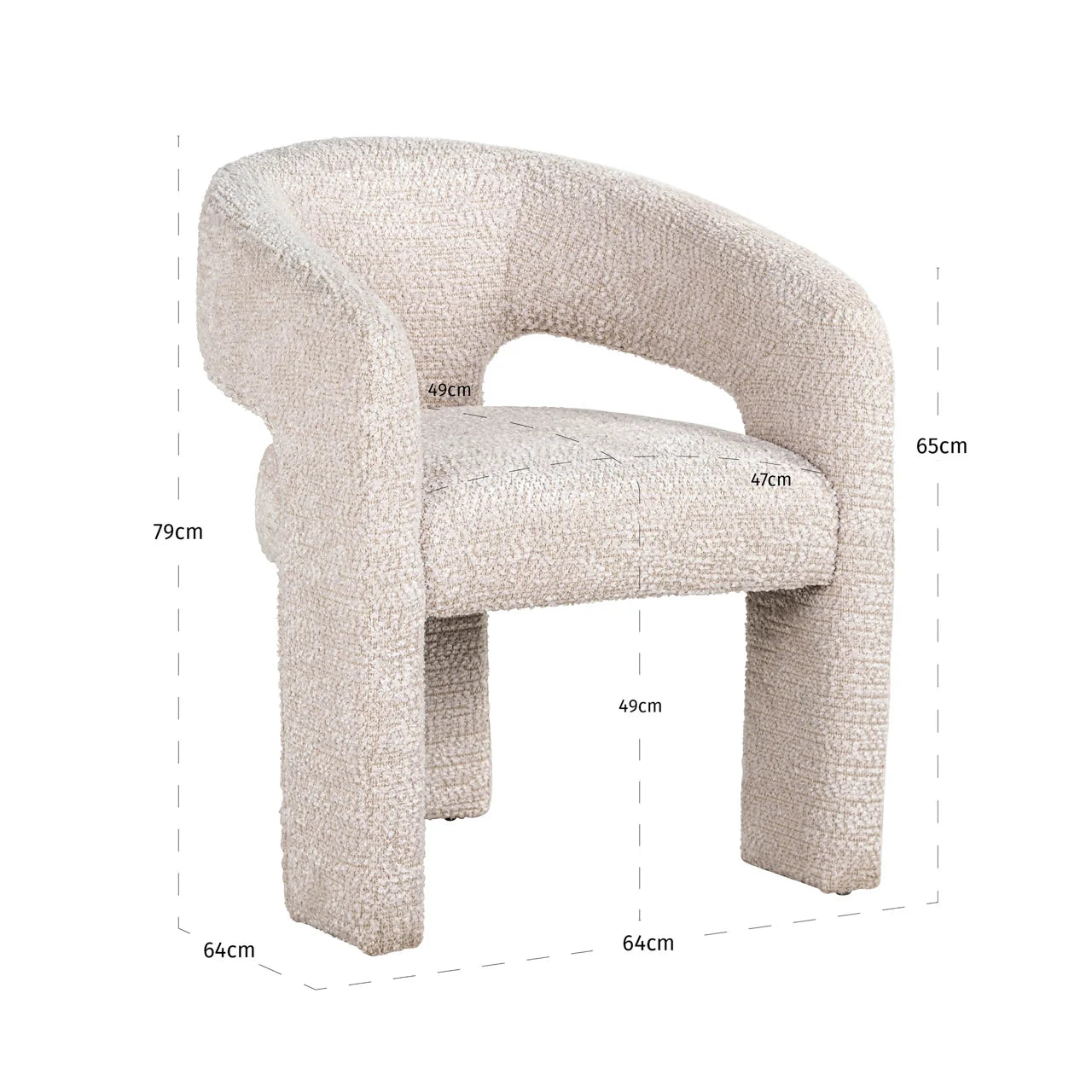 Richmond Interiors Belle Lovely Cream Boucle Tripod Chair