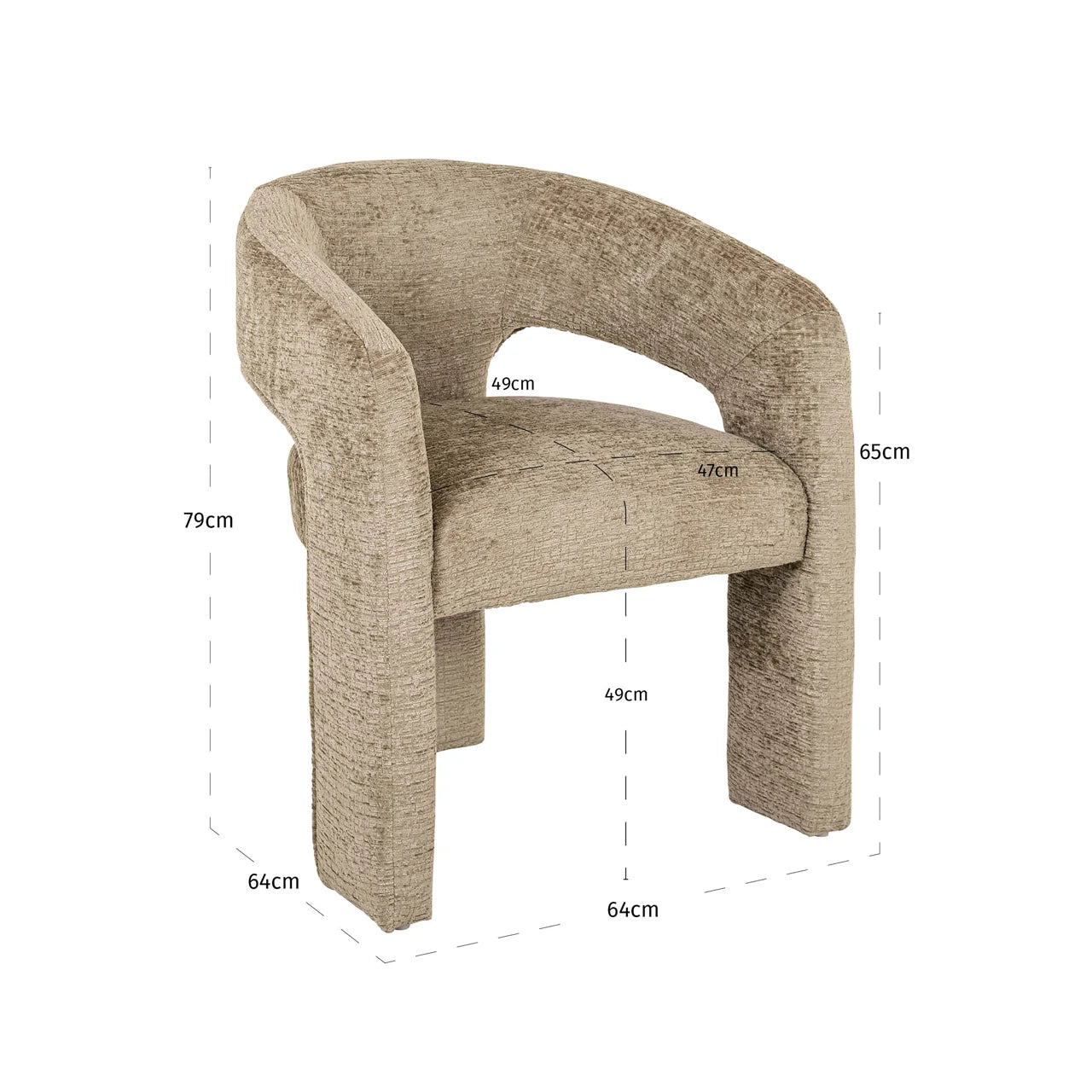 Richmond Interiors Belle Desert Taupe Chenille Tripod Armchair