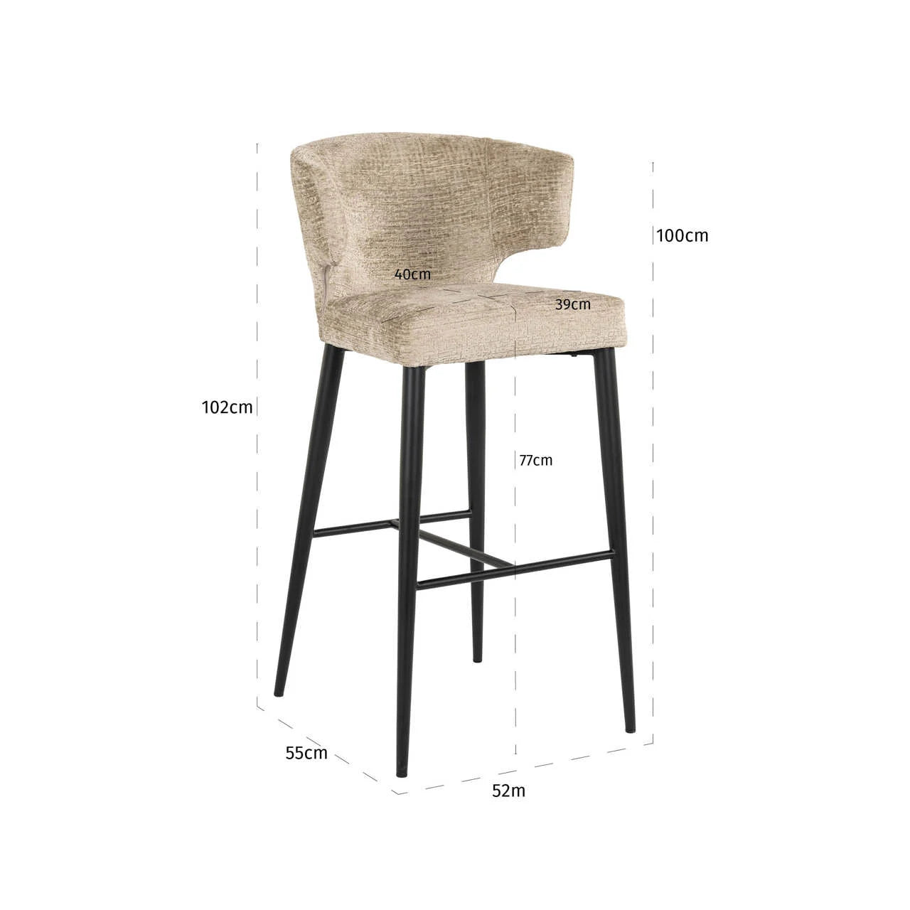 Richmond Interiors Taylor Desert Taupe Chenille Bar Stool