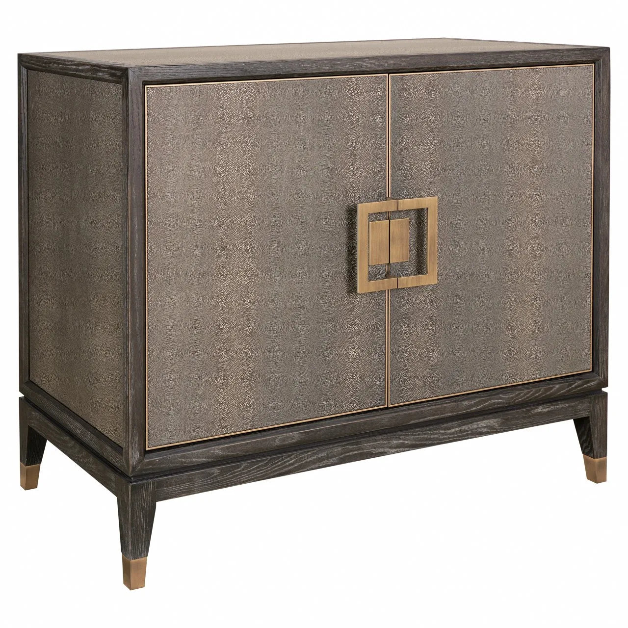Richmond Interiors Bloomville Grey Shagreen & Black Oak Wood Gold Accents Sideboard