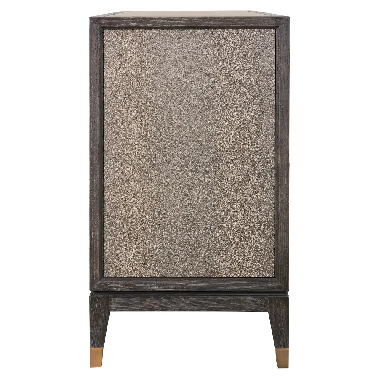 Richmond Interiors Bloomville Grey Shagreen & Black Oak Wood Gold Accents Sideboard