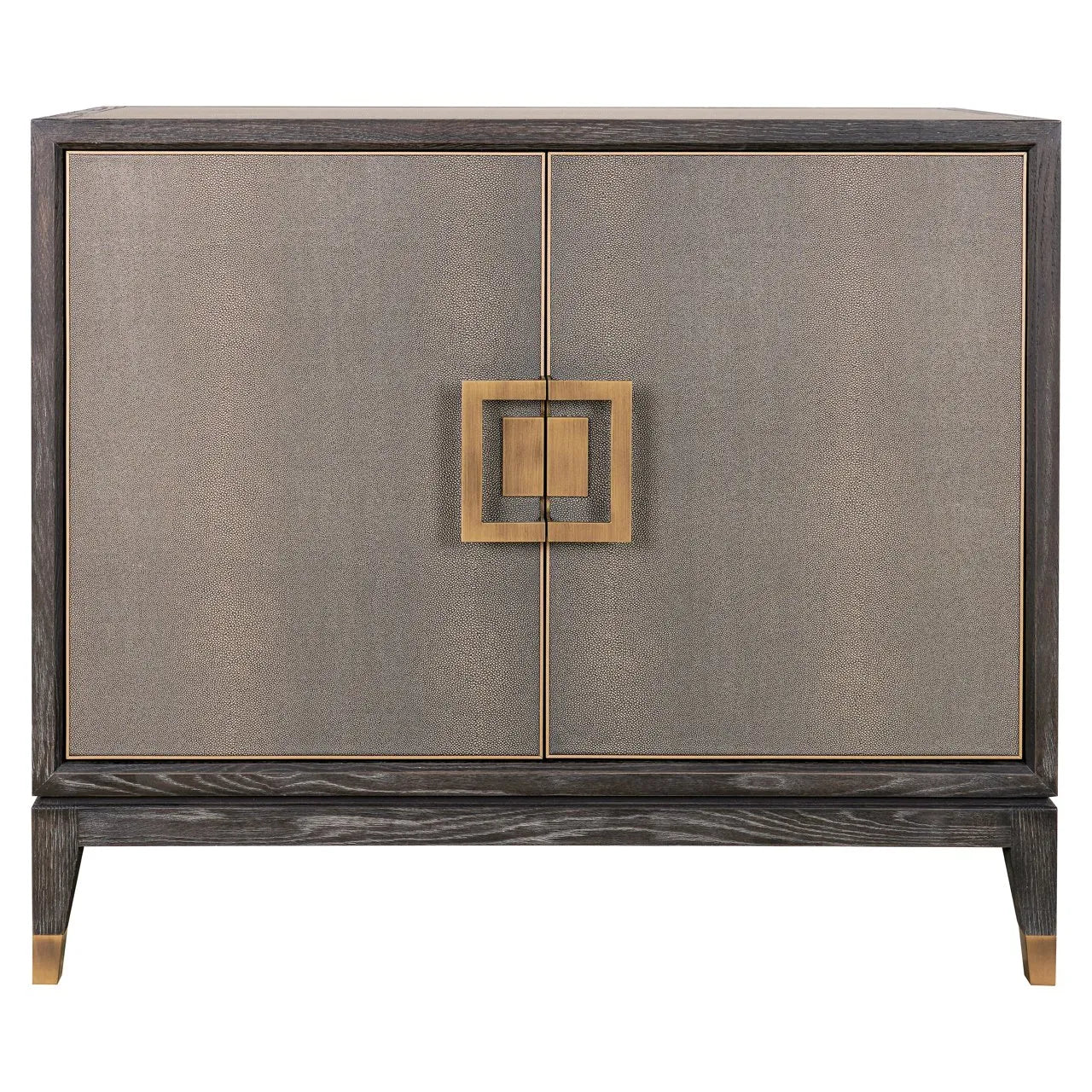 Richmond Interiors Bloomville Grey Shagreen & Black Oak Wood Gold Accents Sideboard