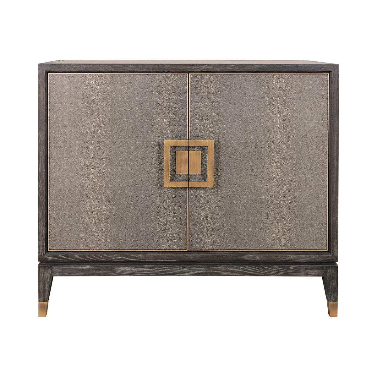 Richmond Interiors Bloomville Grey Shagreen & Black Oak Wood Gold Accents Sideboard