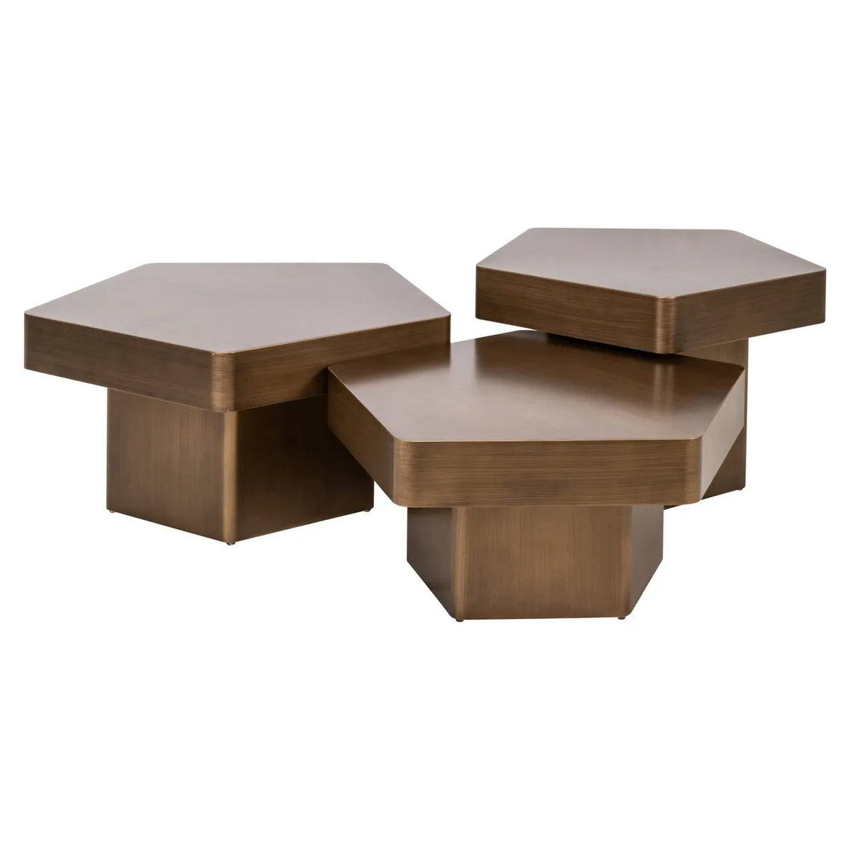 Set of 3 Richmond Interiors Hexa Brushed Gold Coffee Table