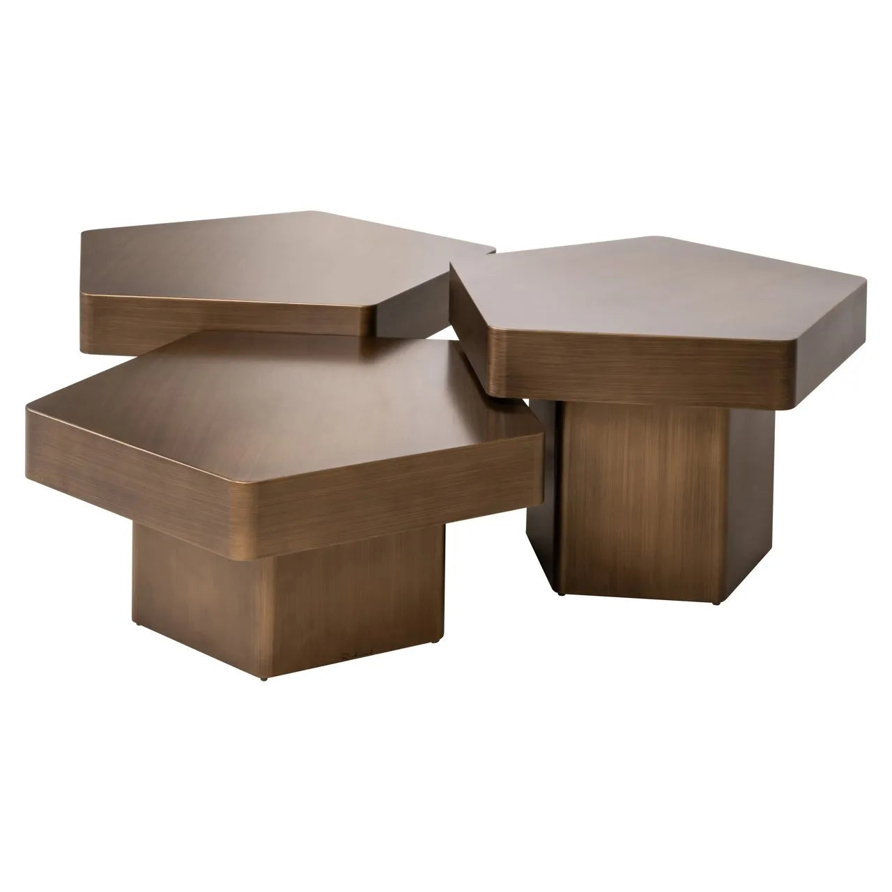 Set of 3 Richmond Interiors Hexa Brushed Gold Coffee Table