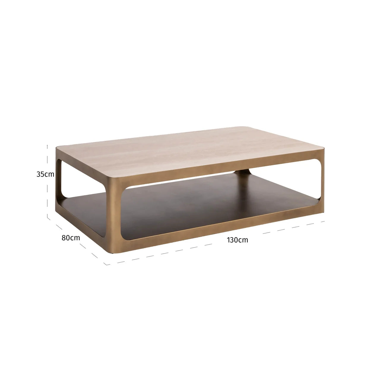 Richmond Interiors Claridge Gold & Travertine Coffee Table