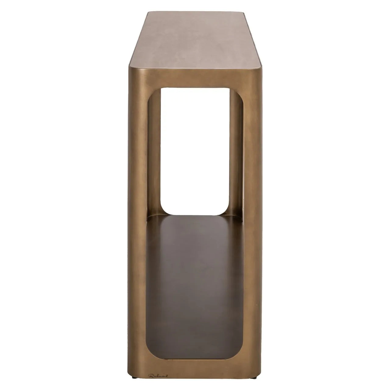 Richmond Interiors Claridge Gold & Travertine Console Table