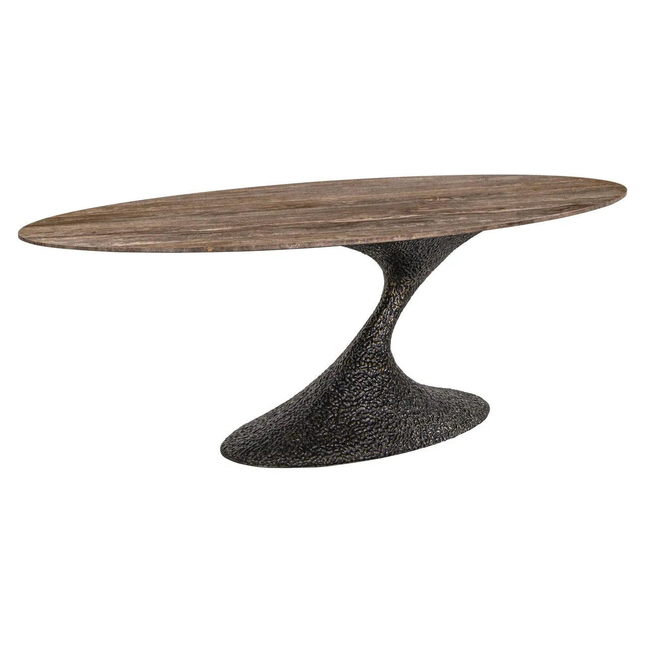 Richmond Interiors Russo Ash Brown Wood & Travertine Oval Dining Table 235cm