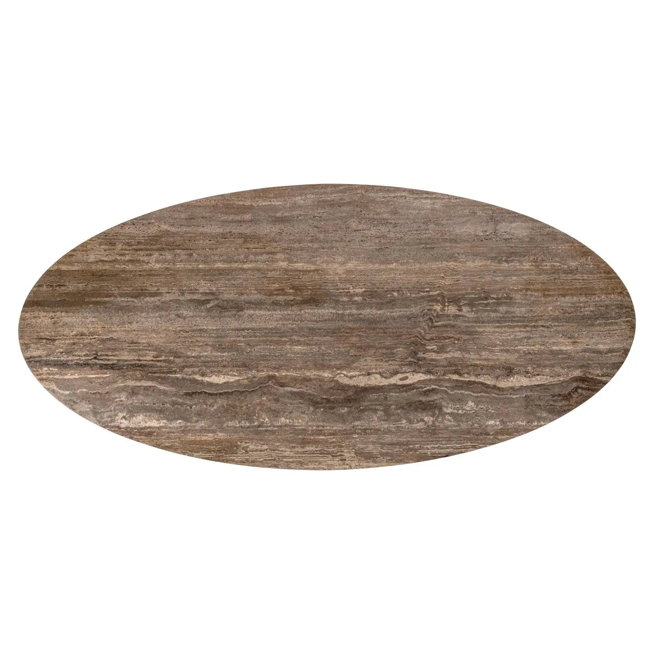 Richmond Interiors Russo Ash Brown Wood & Travertine Oval Dining Table 235cm