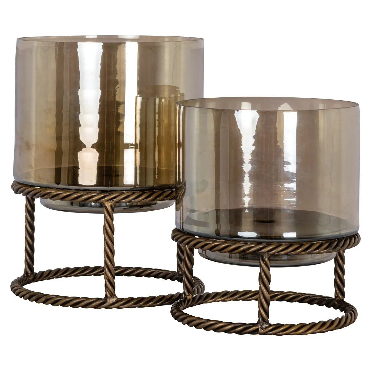 Richmond Interiors Ropia Antique Brass Hurricane Candle Holder Small