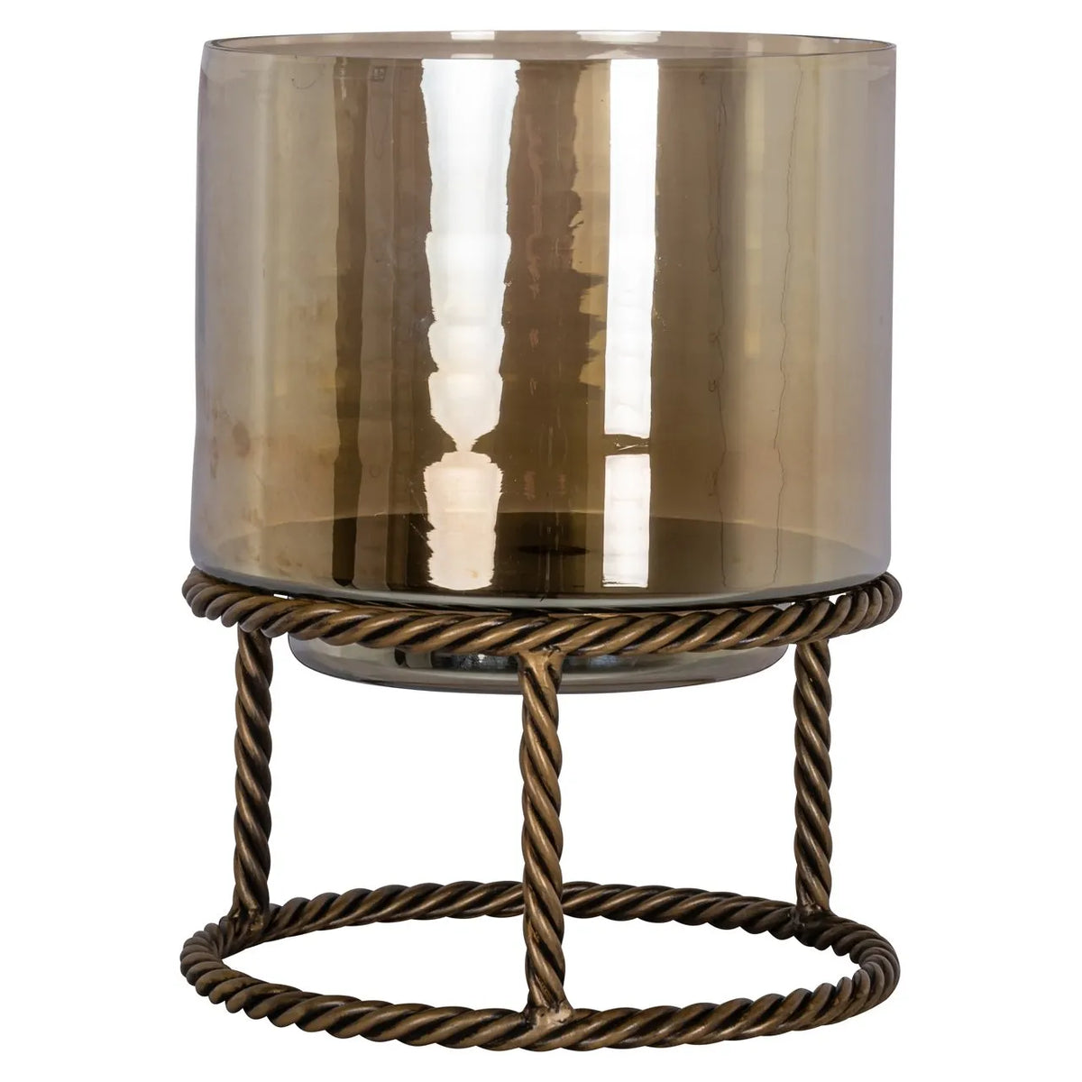 Richmond Interiors Ropia Antique Brass Hurricane Candle Holder Large