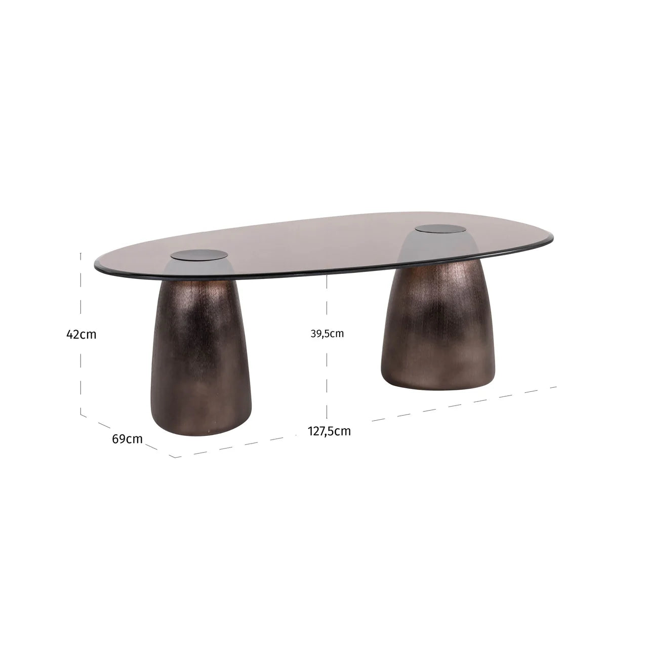 Richmond Interiors Hayden Bronze & Glass Oval Coffee Table