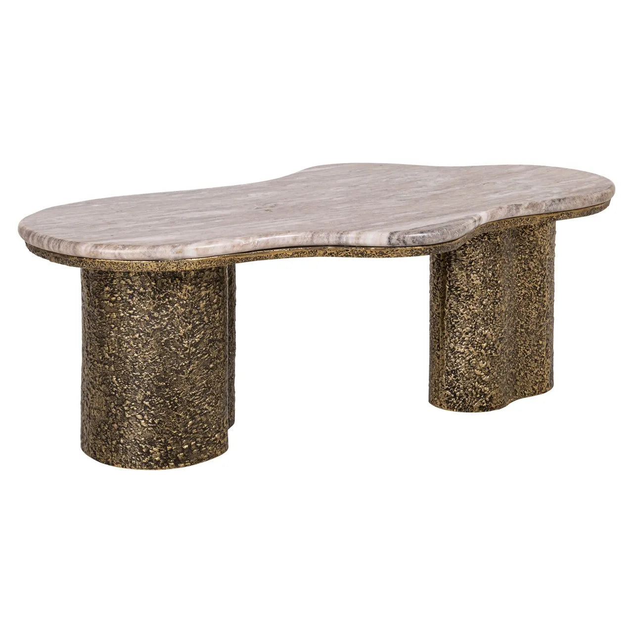 Richmond Interiors Abandos Antique Brass & Brown Marble Coffee Table