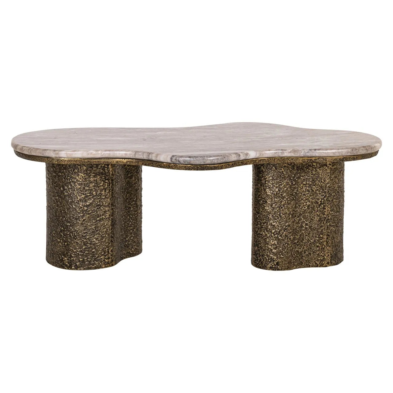 Richmond Interiors Abandos Antique Brass & Brown Marble Coffee Table