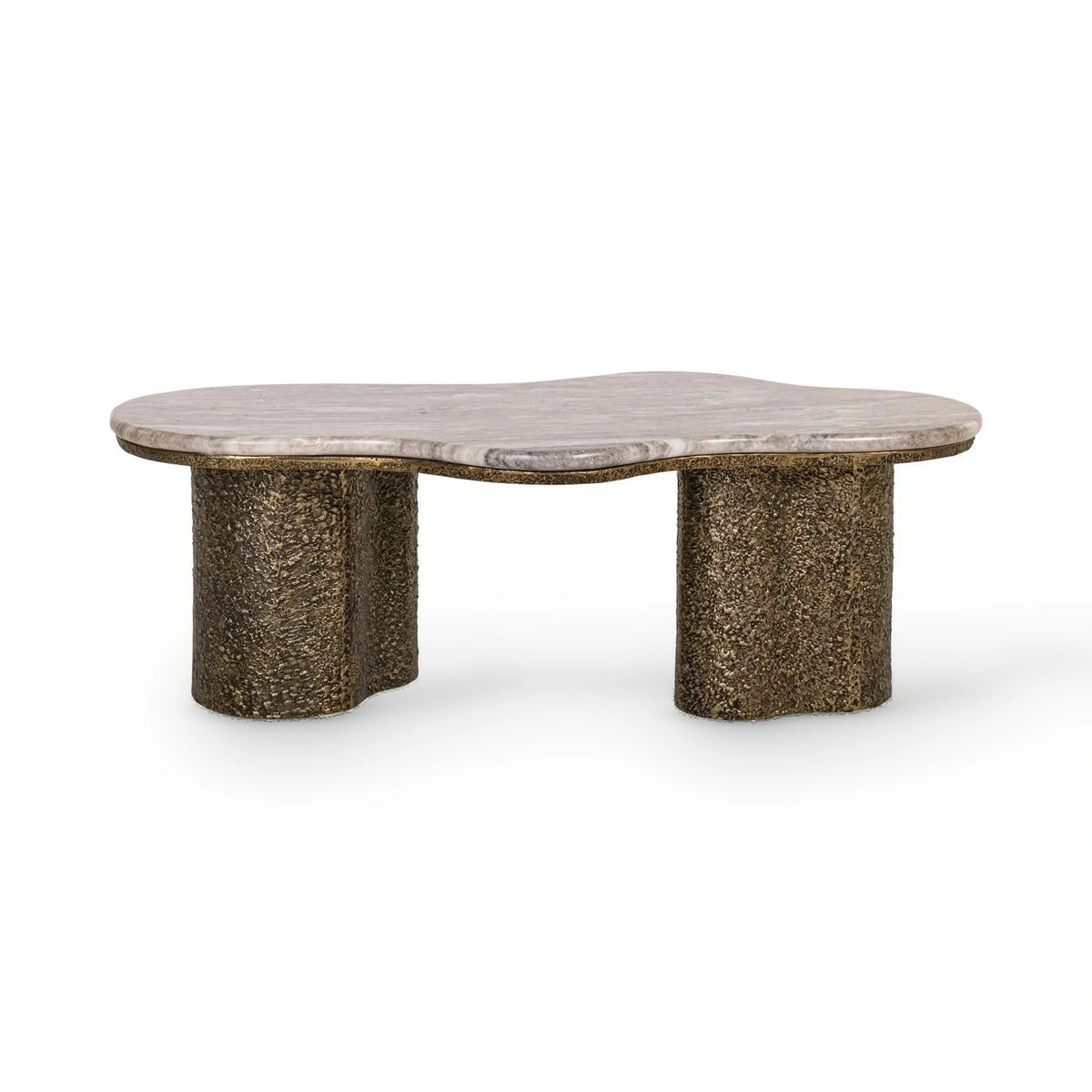 Richmond Interiors Abandos Antique Brass & Brown Marble Coffee Table