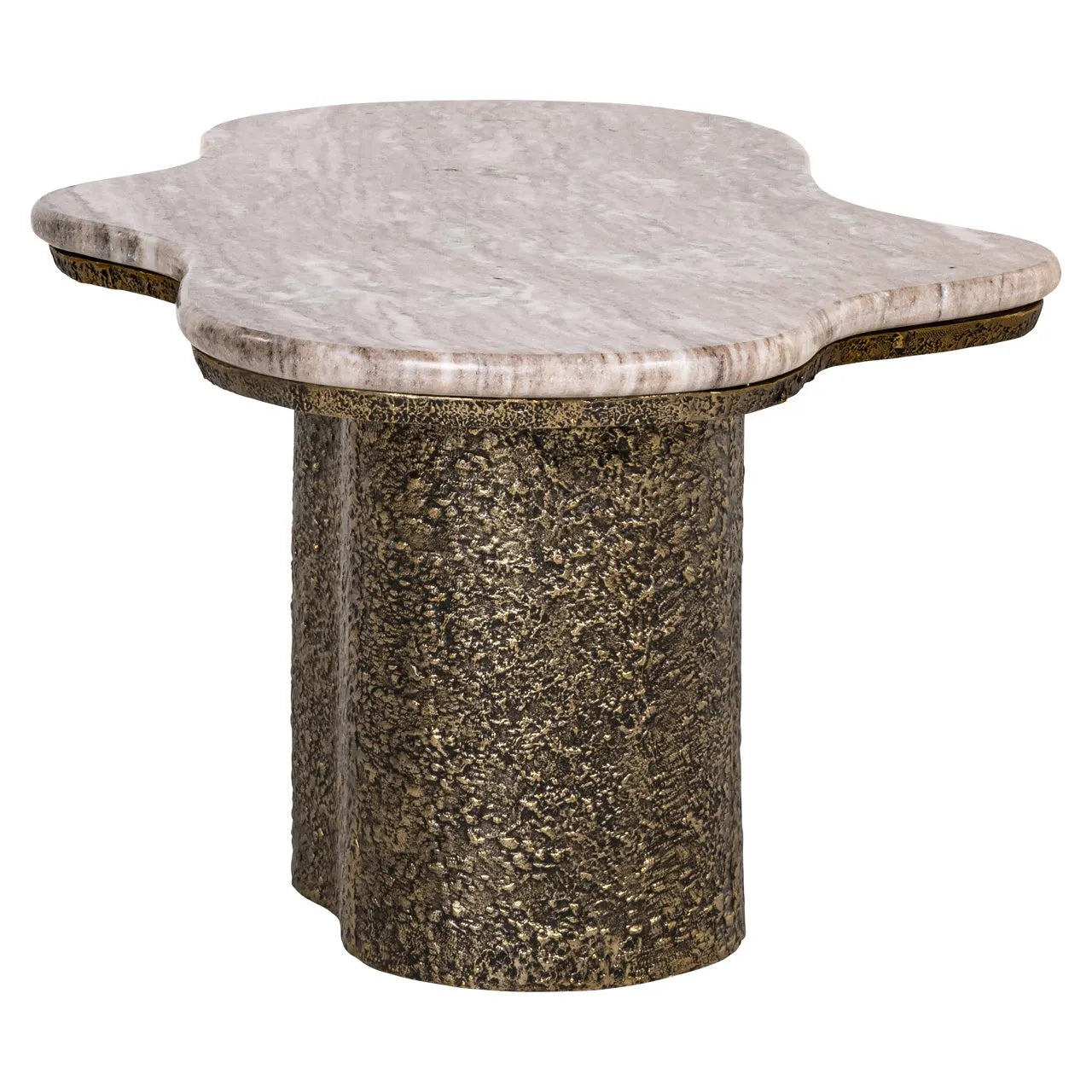 Richmond Interiors Abandos Antique Brass & Brown Marble Coffee Table