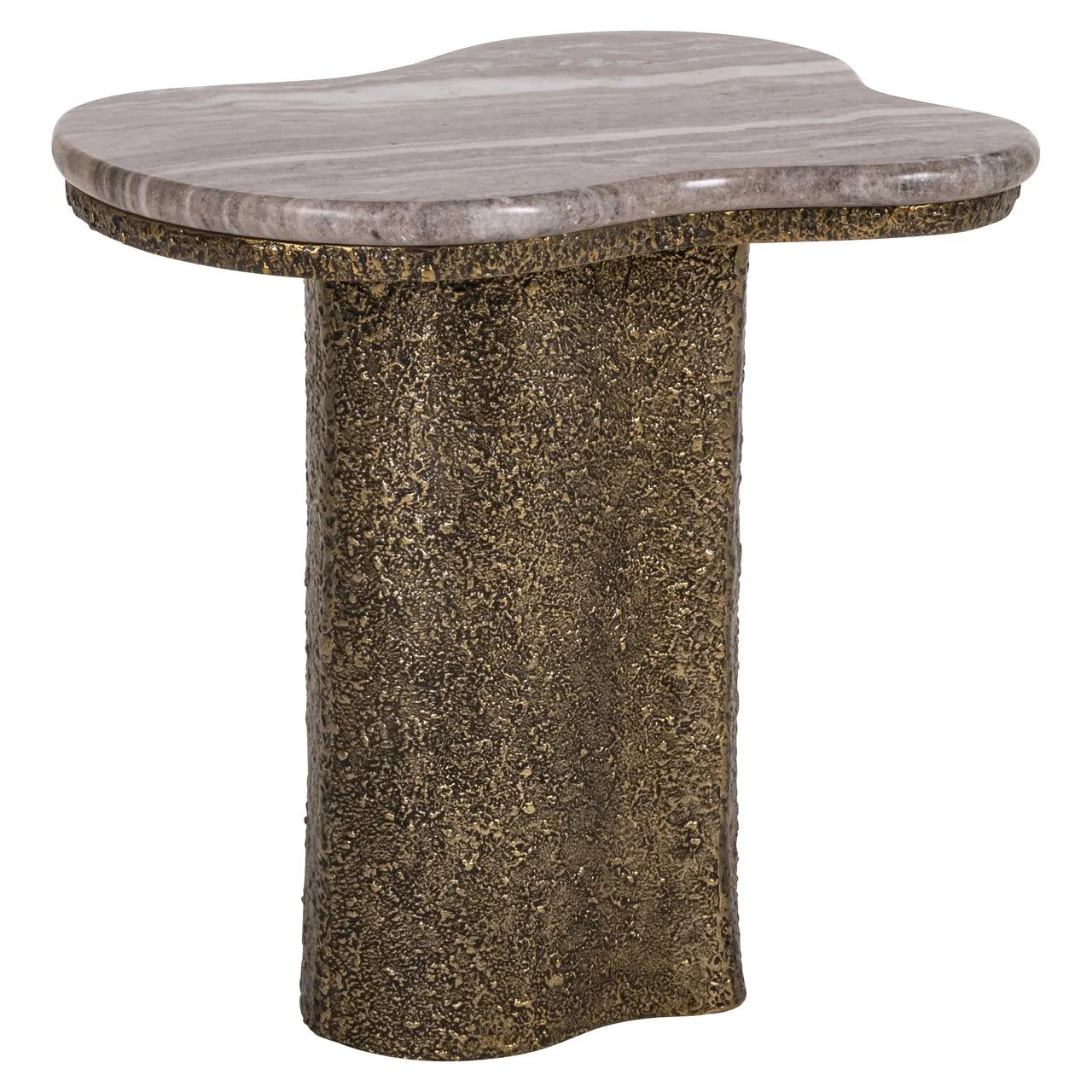 Richmond Interiors Abandos Antique Brass & Brown Marble Side Table