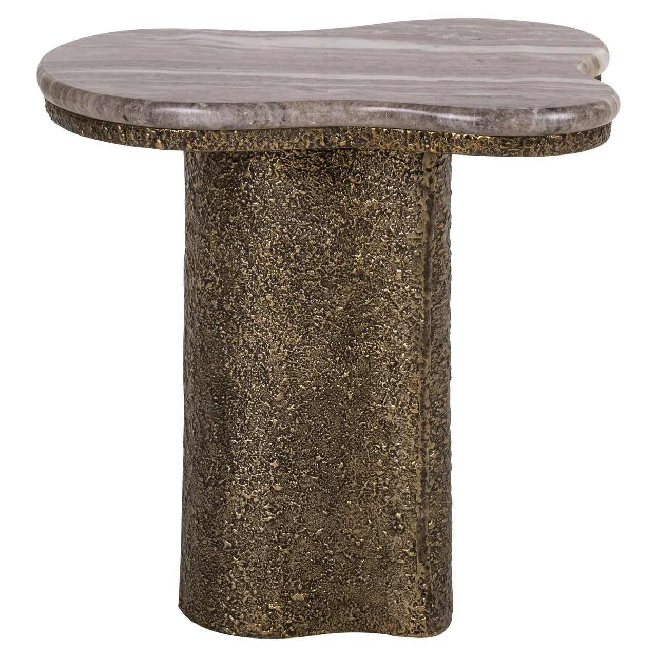 Richmond Interiors Abandos Antique Brass & Brown Marble Side Table