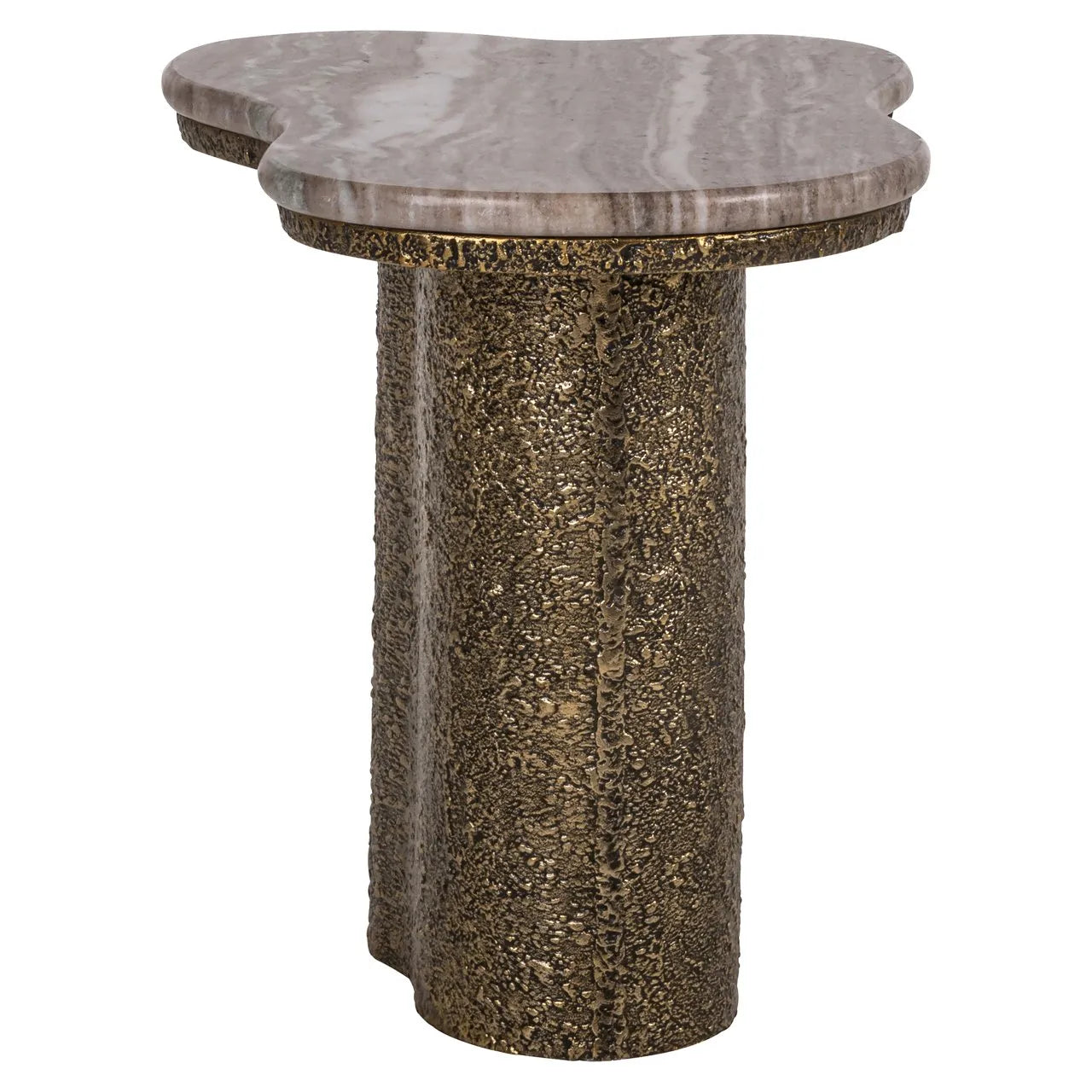 Richmond Interiors Abandos Antique Brass & Brown Marble Side Table