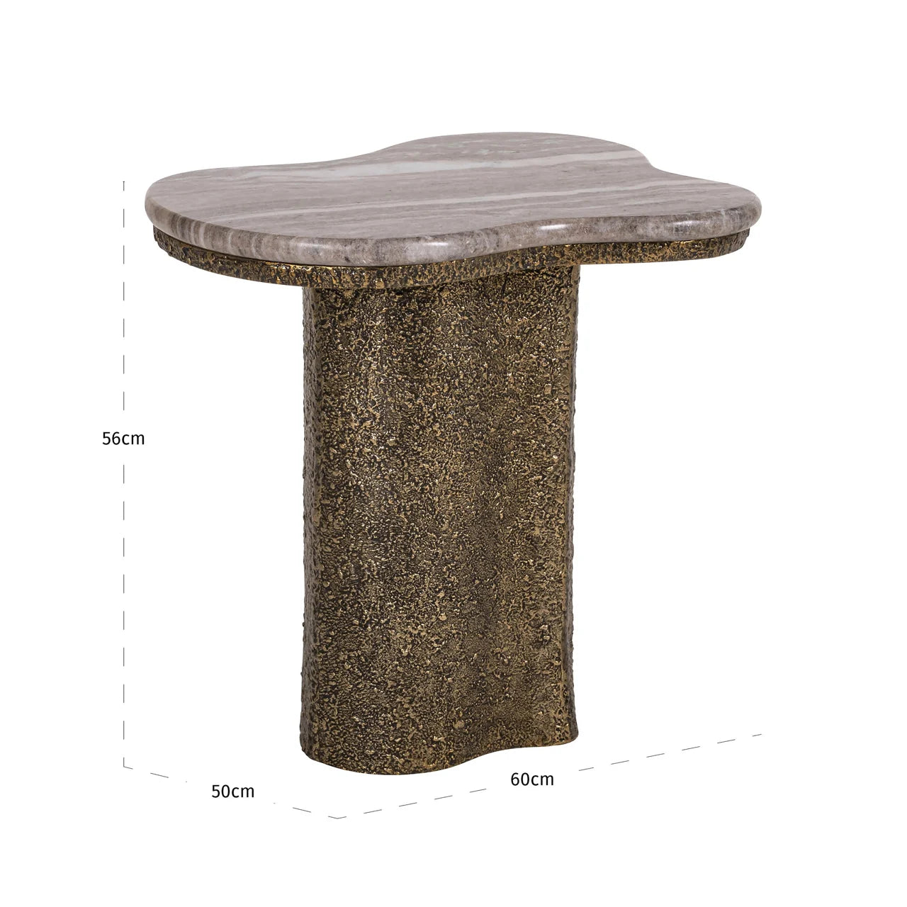 Richmond Interiors Abandos Antique Brass & Brown Marble Side Table