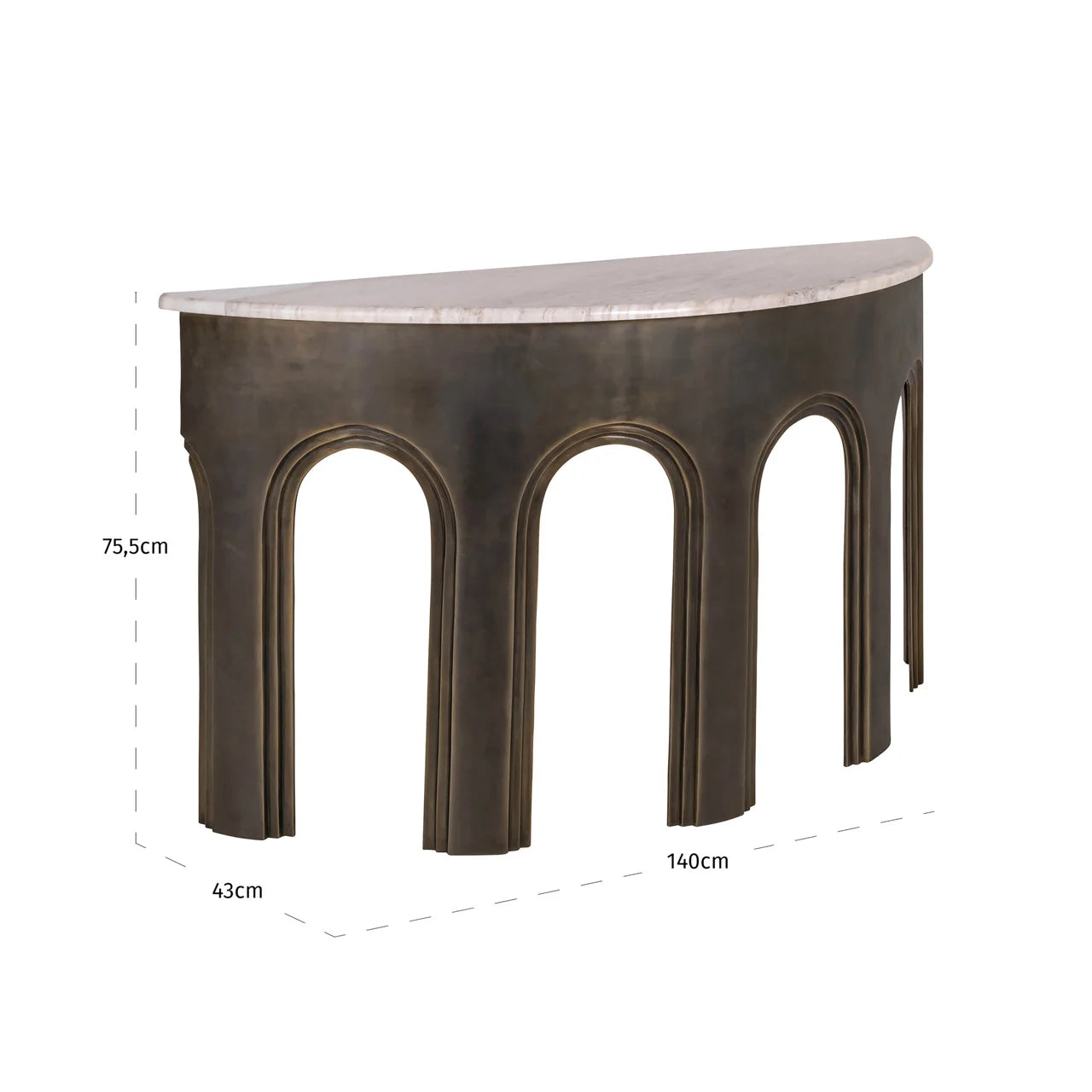 Richmond Interiors Sanchis Antique Brass & Marble Console Table