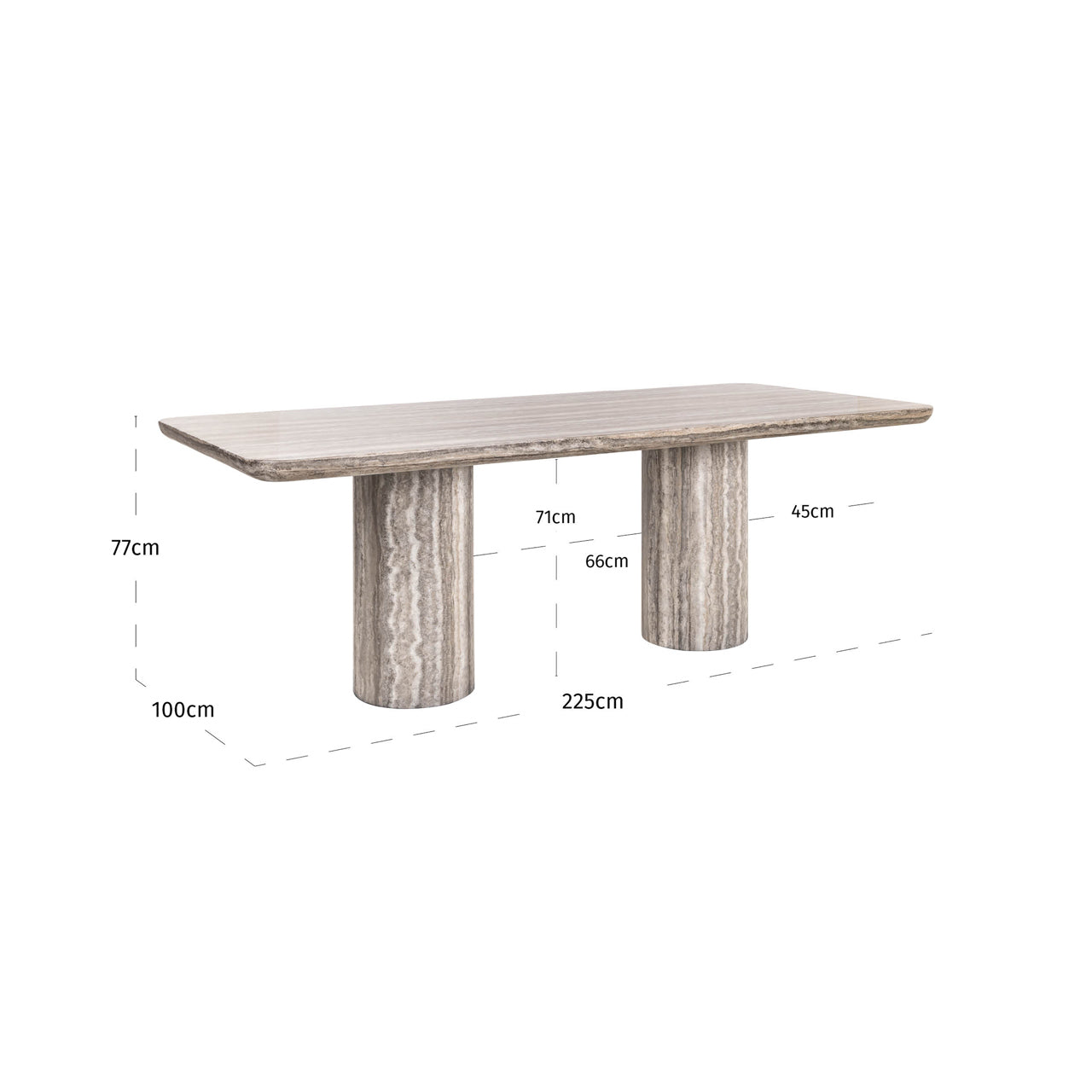 Richmond Interiors Nebula Grey Faux Travertine Rectangle Dining Table 225cm