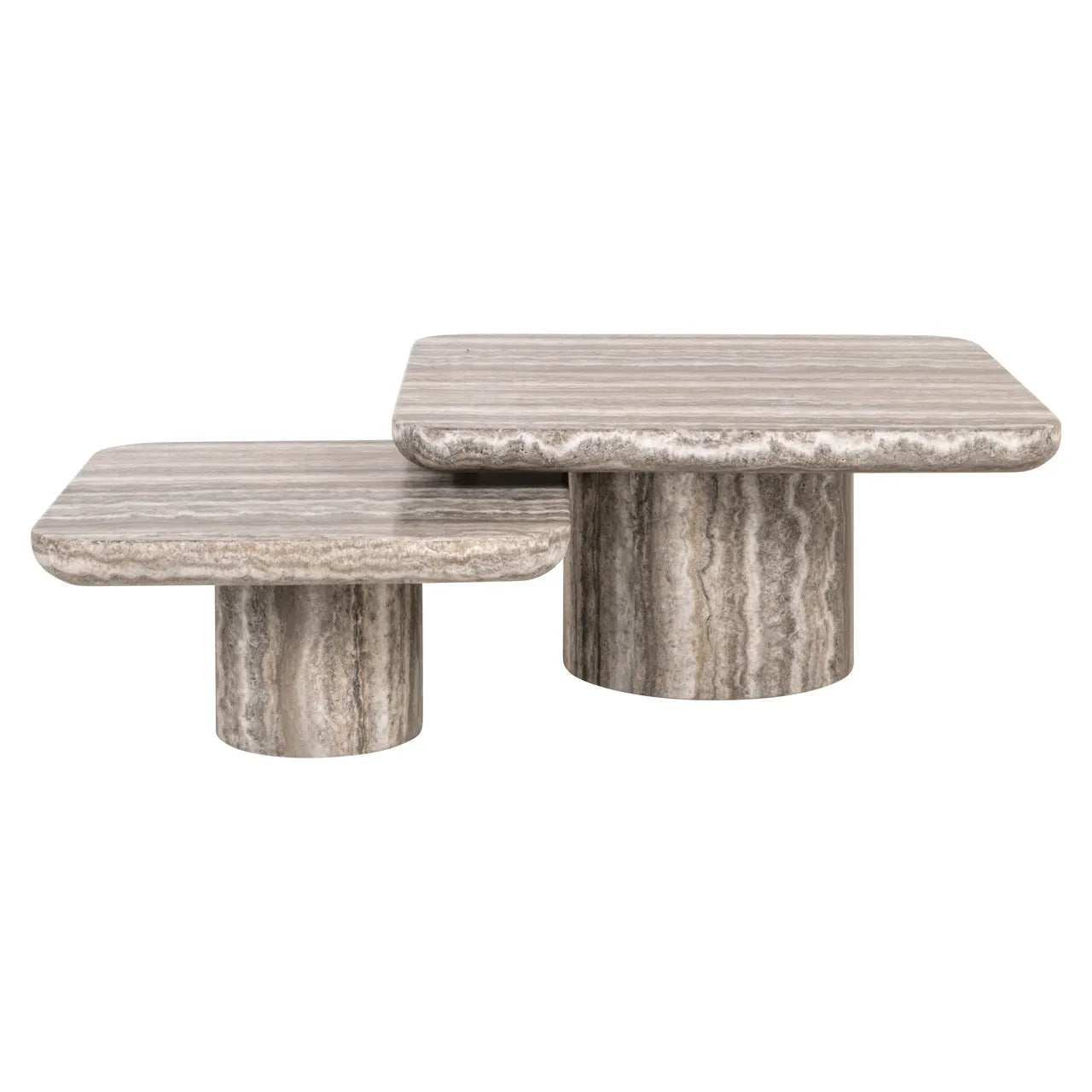 Richmond Interiors Denizly Grey Faux Travertine Coffee Table Nest | Set Of 2