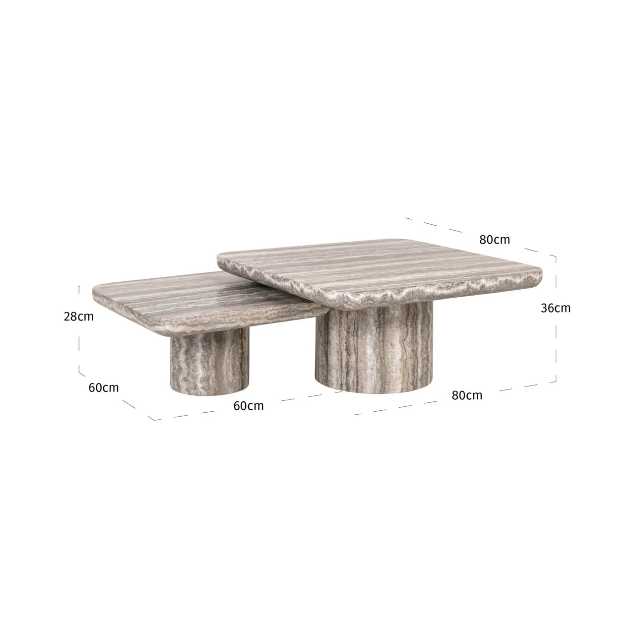 Richmond Interiors Denizly Grey Faux Travertine Coffee Table Nest | Set Of 2