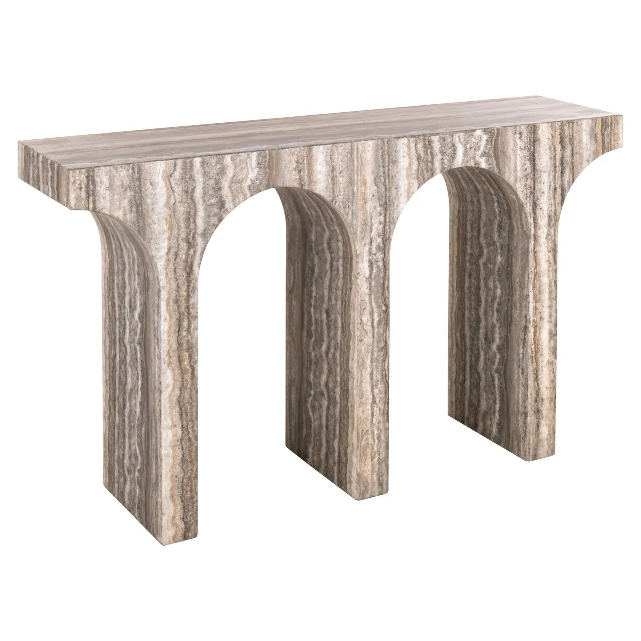 Richmond Interiors Dulce Grey Faux Travertine Console Table