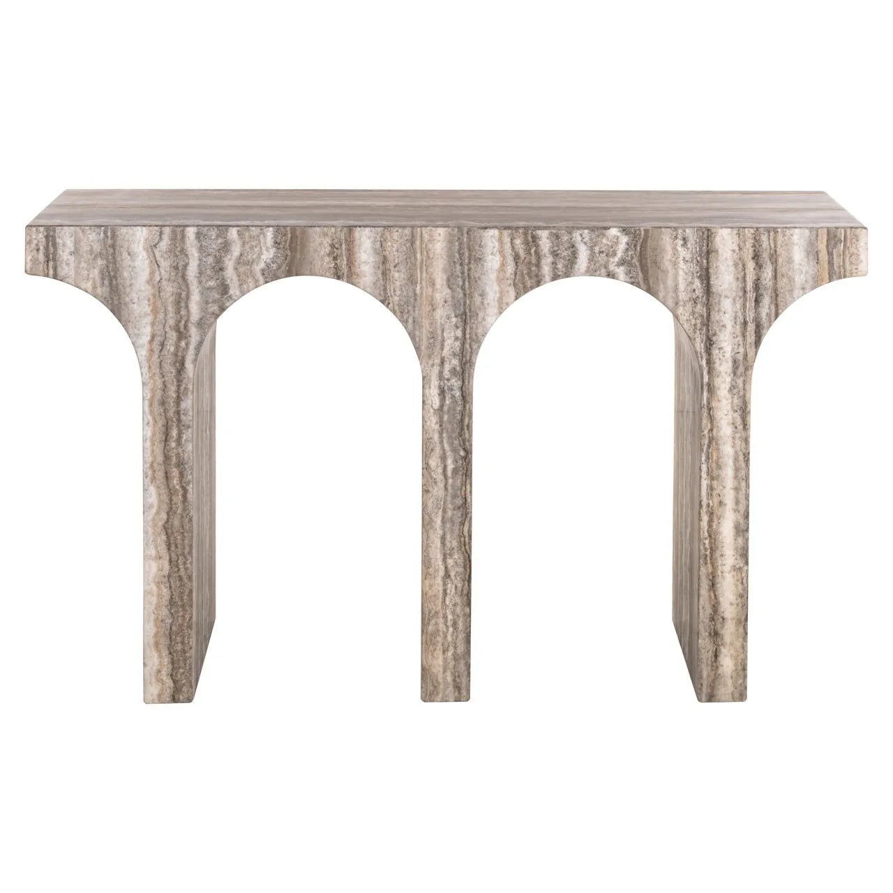 Richmond Interiors Dulce Grey Faux Travertine Console Table