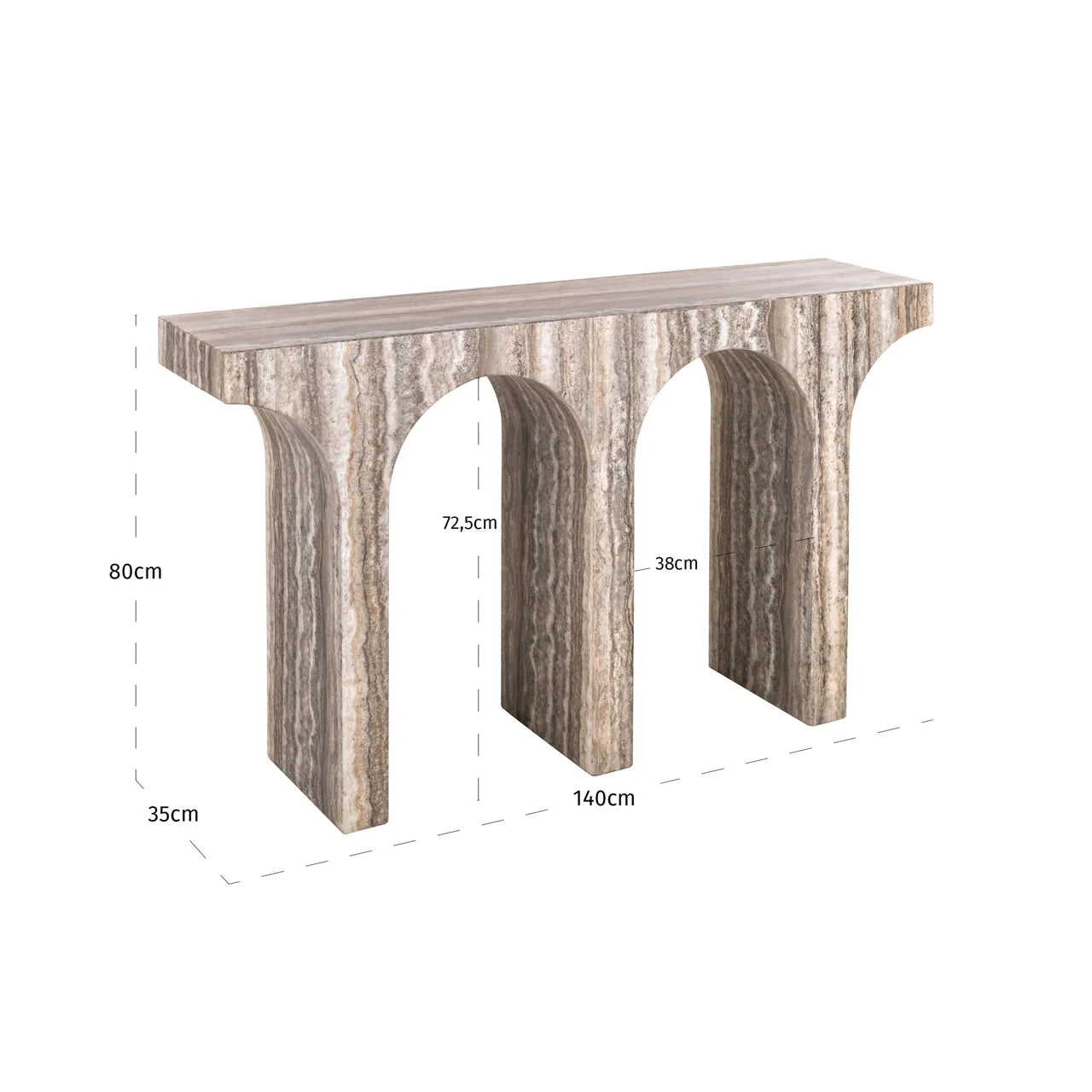 Richmond Interiors Dulce Grey Faux Travertine Console Table