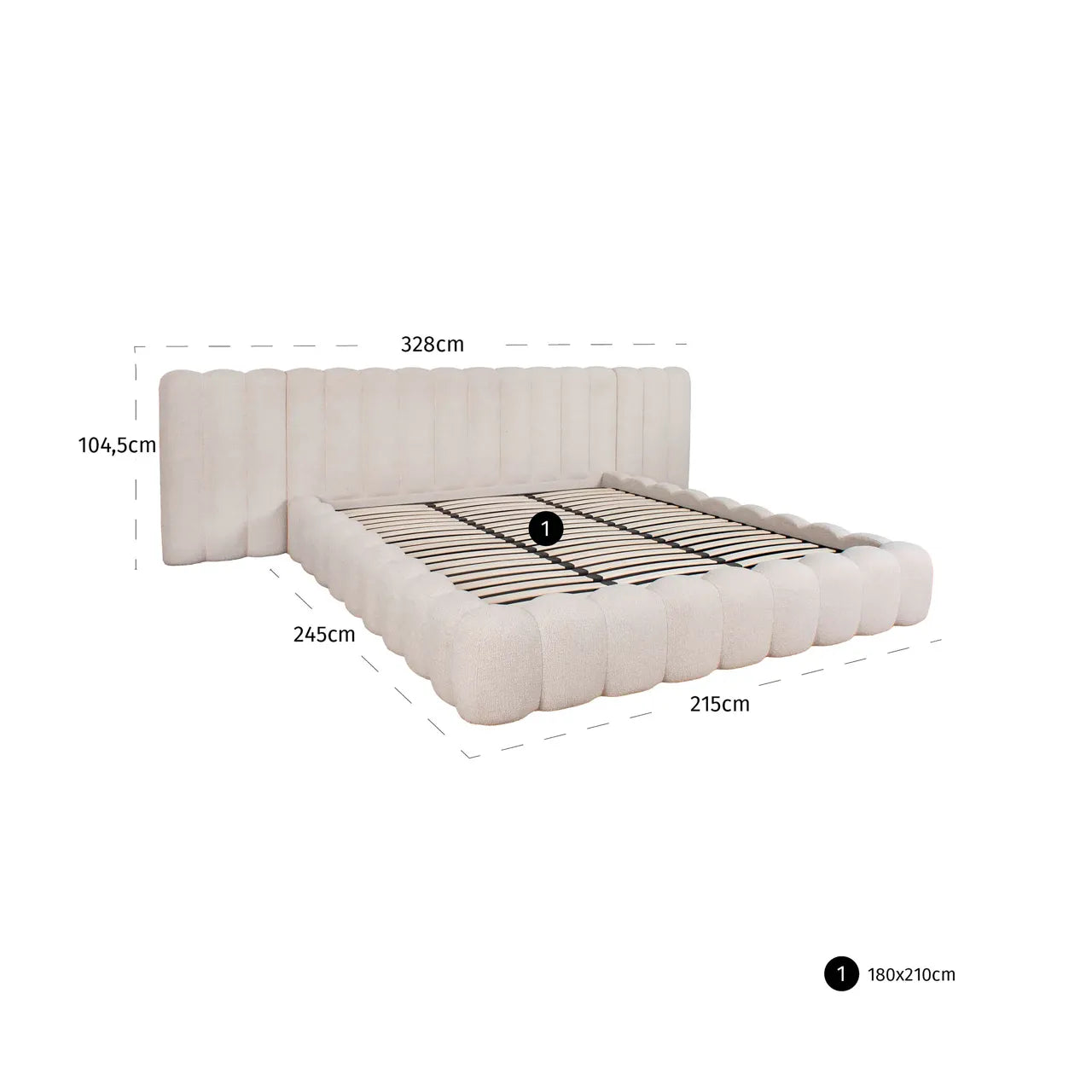 Richmond Interiors Cupidon Cream Boucle Super King Size Storage Bed 180x210cm