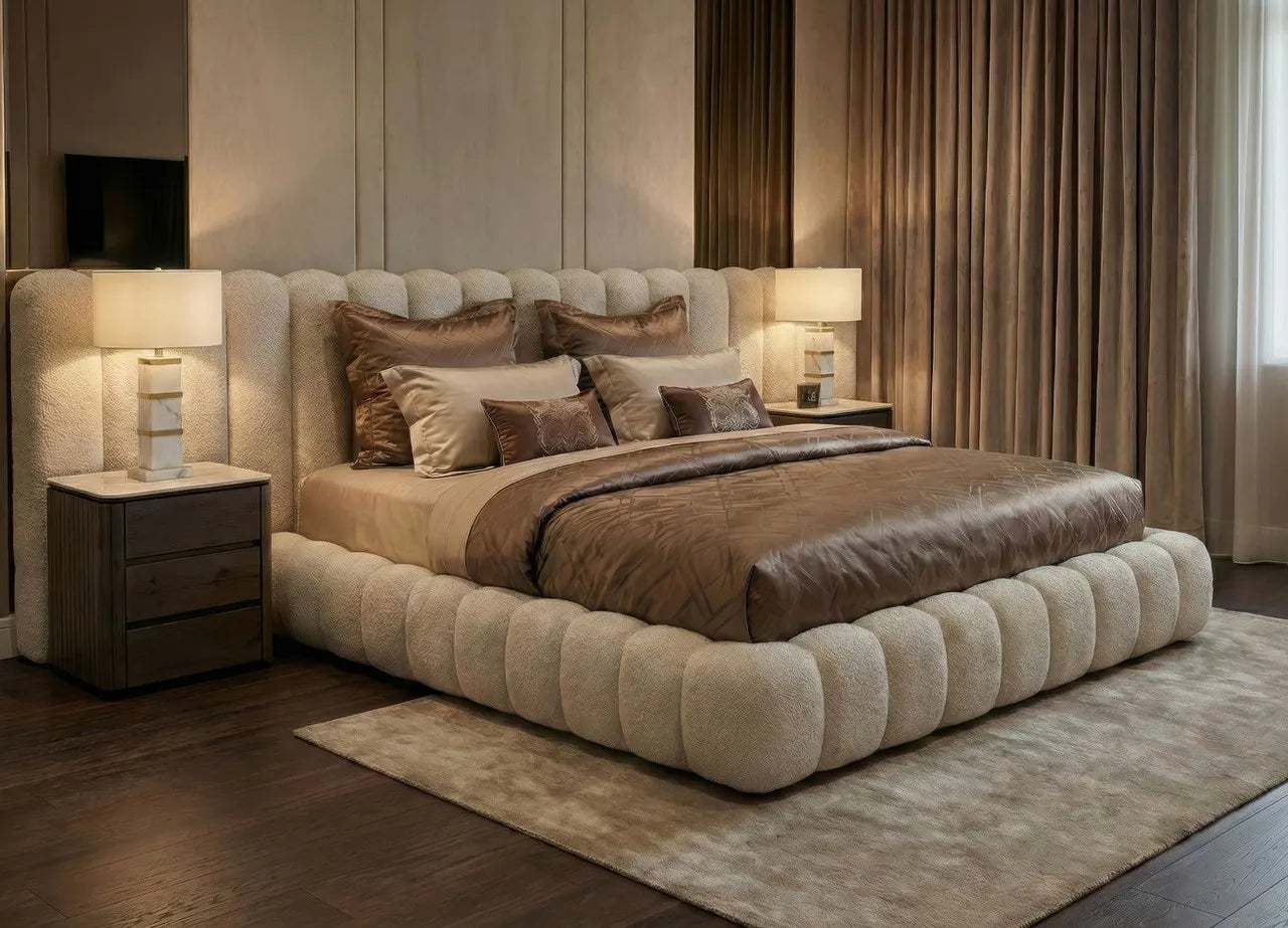 Richmond Interiors Cupidon Cream Boucle Super King Size Storage Bed 180x210cm